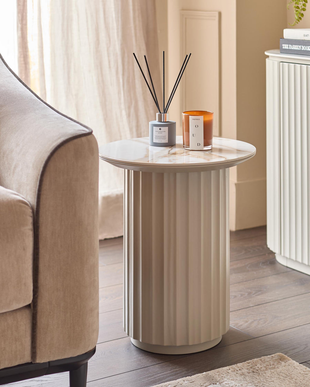 Austin natural ceramic coffee table and Austin natural ceramic side table set