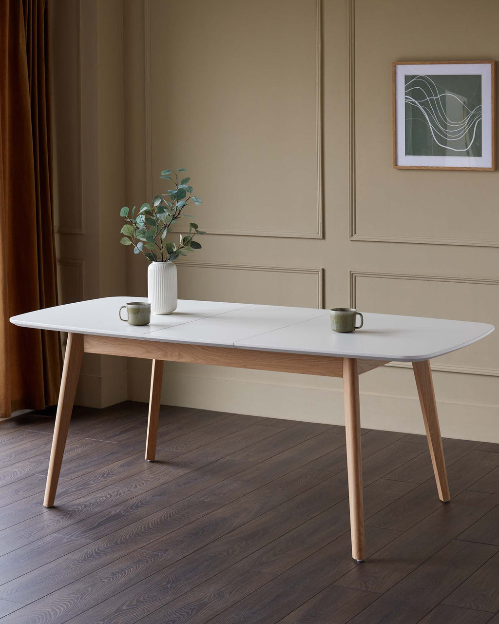 Aver White And Oak Extending 6 To 8 Seater Dining Table