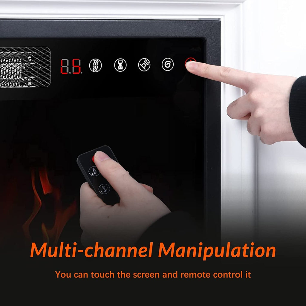 BOSSIN 43 Electric Fireplace with Mantel, 23 inch Electric Fireplace Insert,Freestanding TV Stand with Fireplace Wooden Firebox