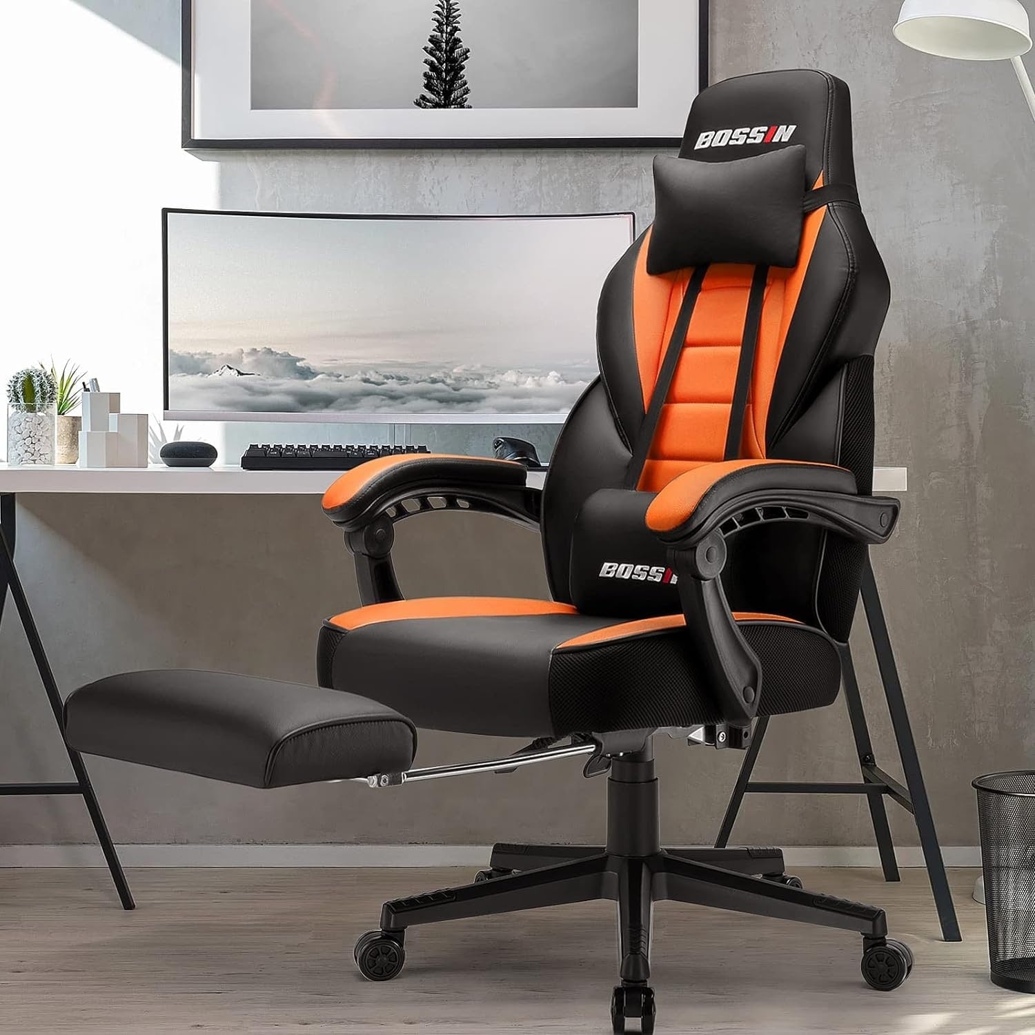 BOSSIN Racing Style Gaming Chair,300 lbs Big and Tall gamer chair High Back Computer Chair