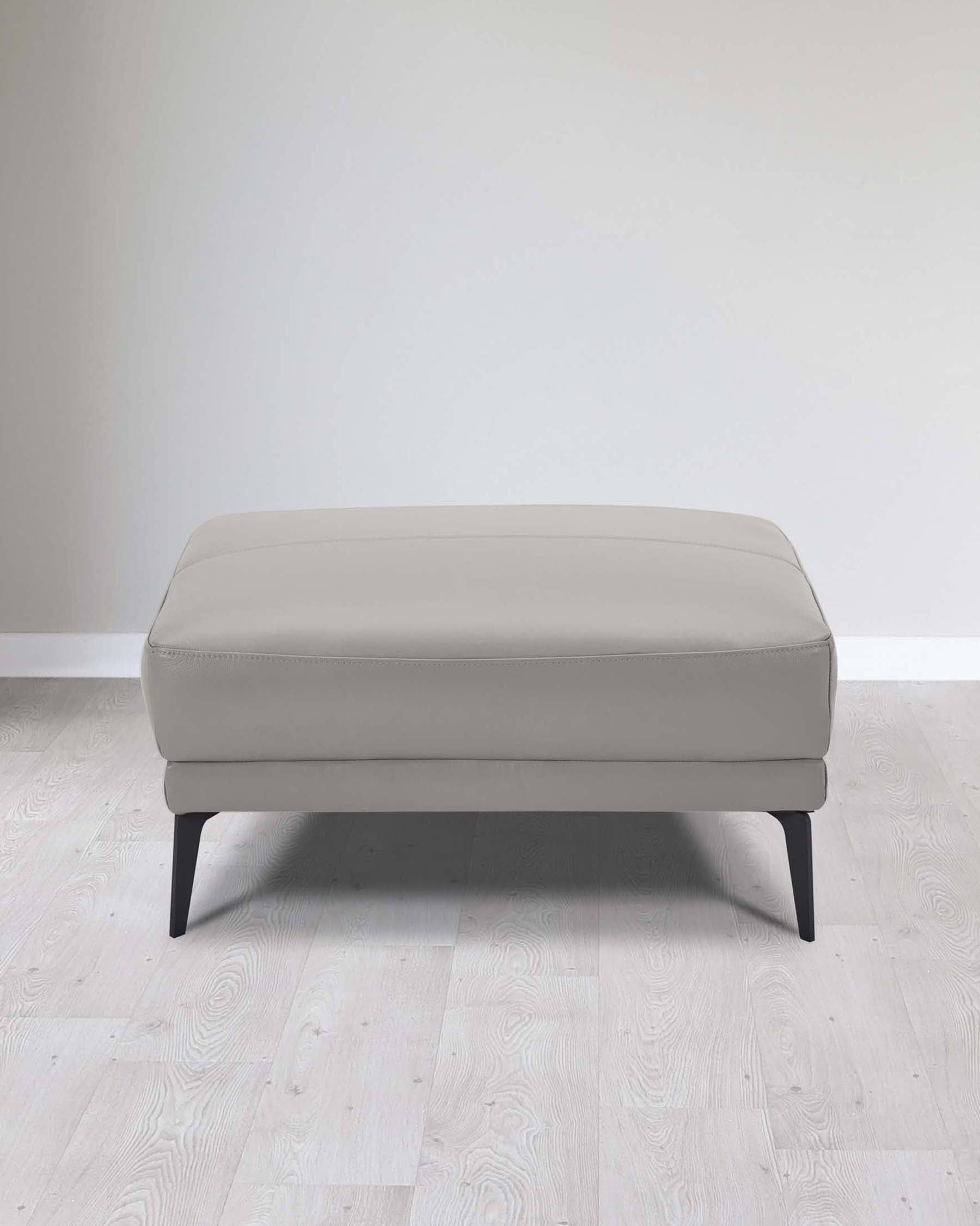 Brooks Light Grey Leather Footstool