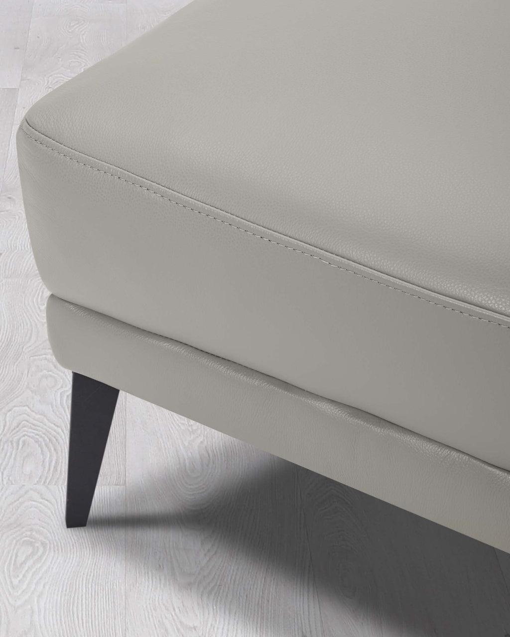 Brooks Light Grey Leather Footstool