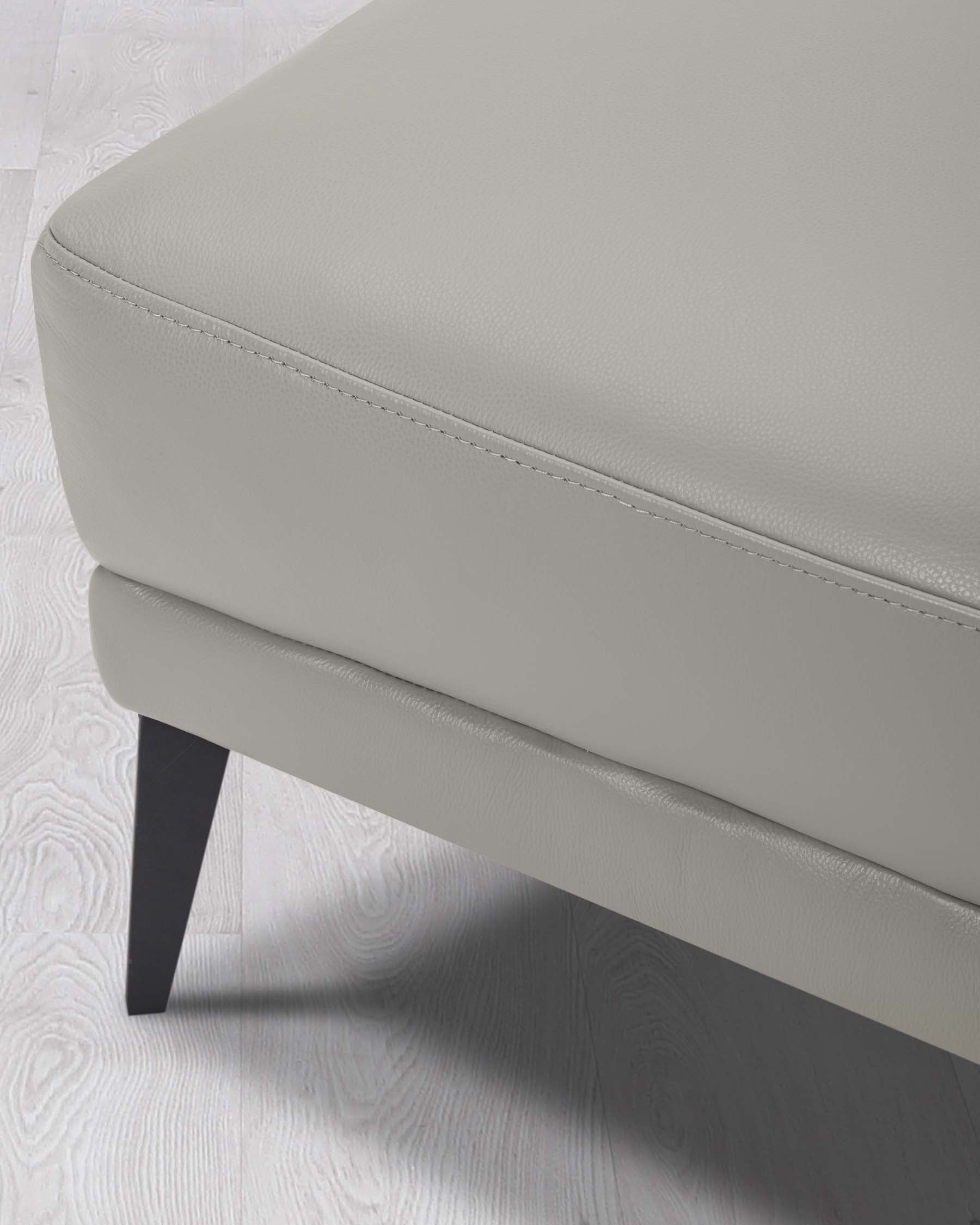 Brooks Light Grey Leather Footstool