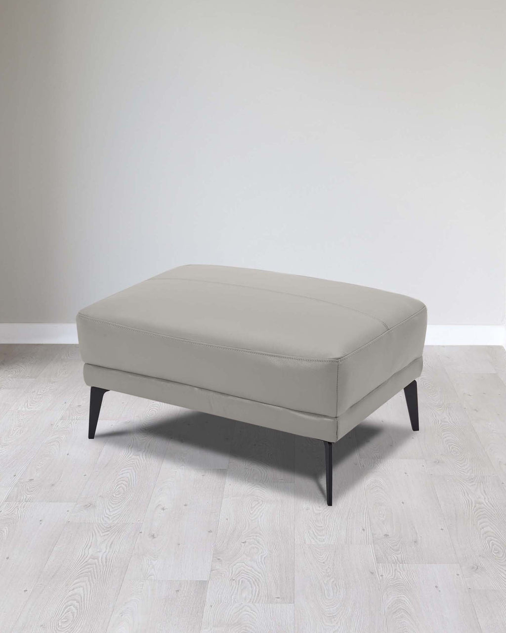 Brooks Light Grey Leather Footstool