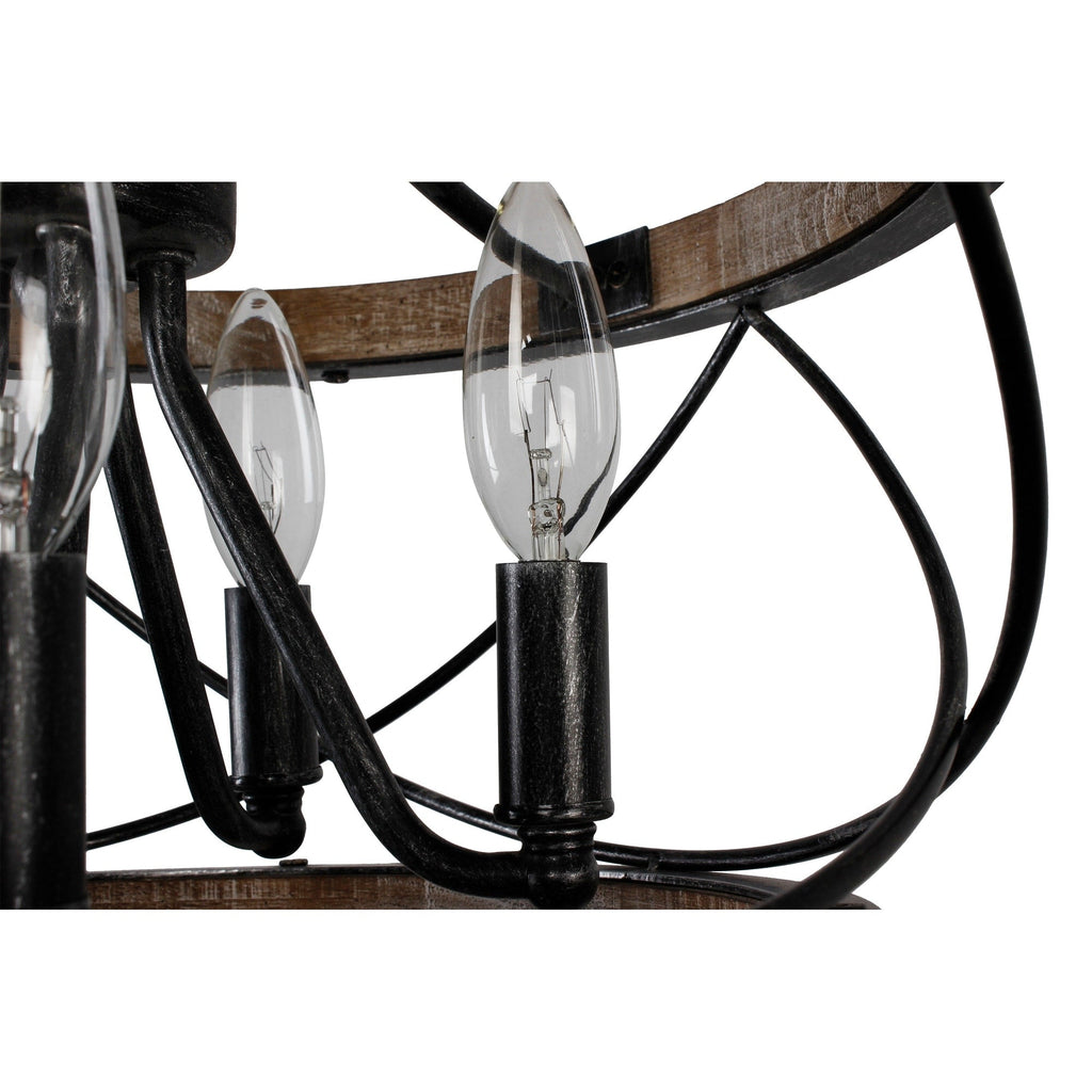 Bella Depot 5-Light Rustic Cage Wood Chandelier Dimmable Lighting, 15.7 Adjustable Farmhouse Pendant Light for Kitchen Island