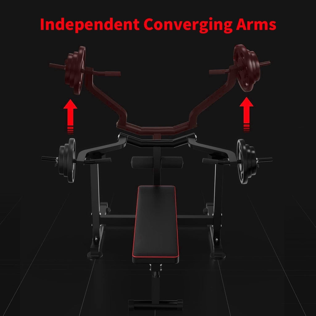 Zenova Bench Press Set Chest Press Machine with Independent Converging Arms and Dumbbell Rack