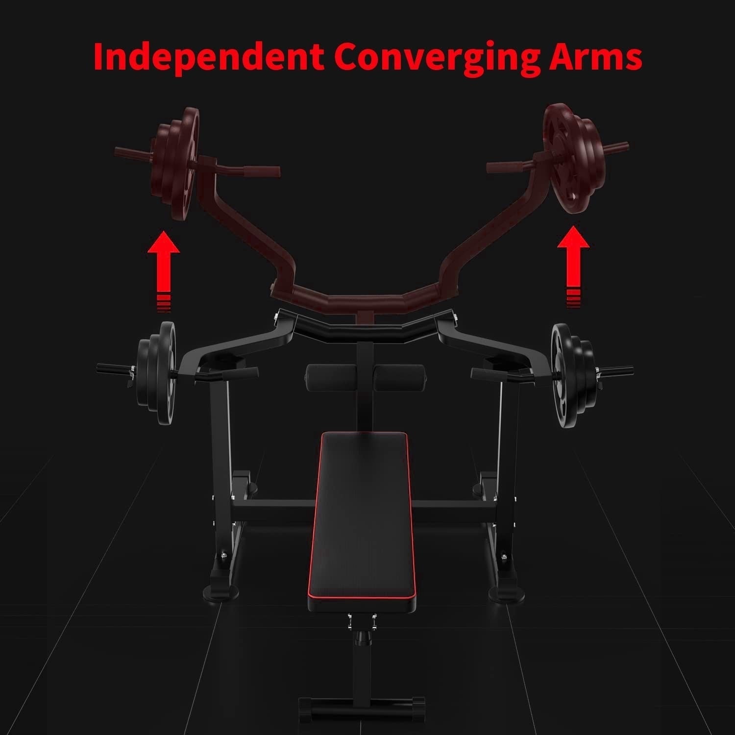 Zenova Bench Press Set Chest Press Machine with Independent Converging Arms and Dumbbell Rack