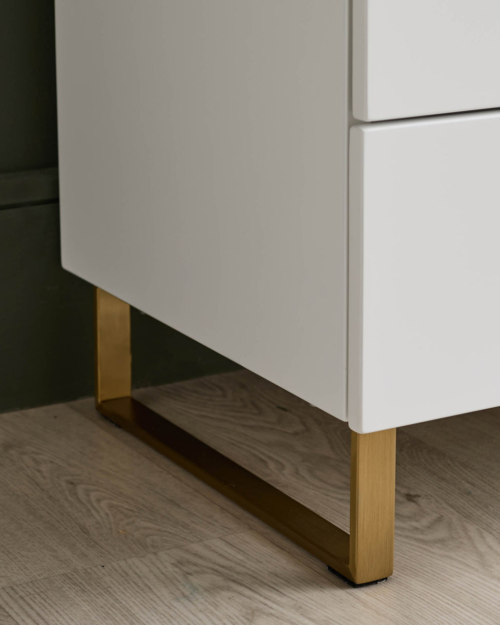 Benton White Chest Of Drawers With Brass Legs