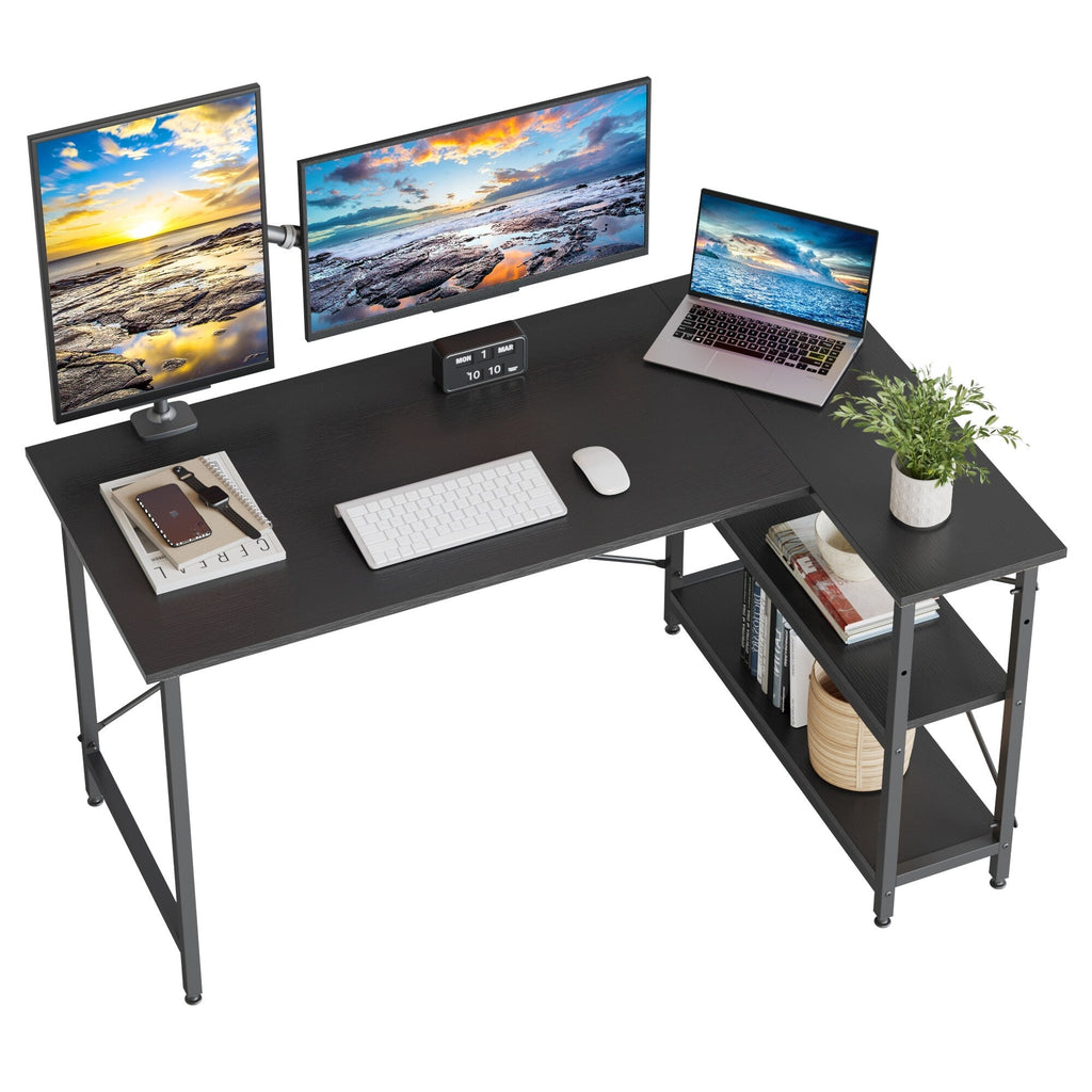 Small L Shaped Desk with Storage Shelves Corner Computer Desk