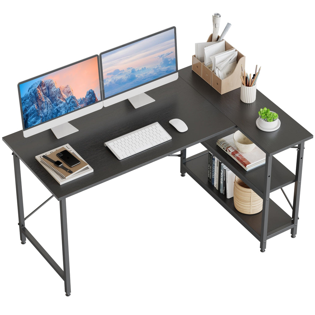 Small L Shaped Desk with Storage Shelves Corner Computer Desk