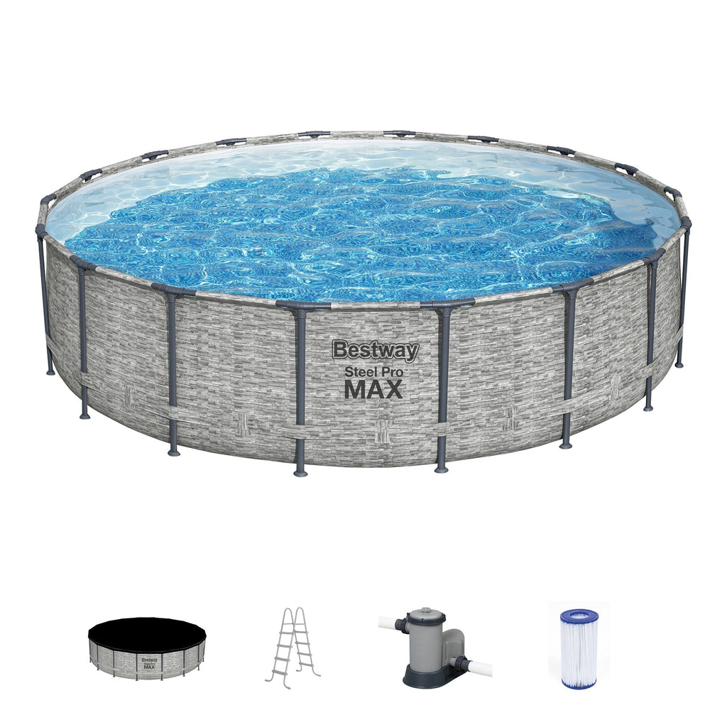 Bestway Steel Pro MAX Round Above Ground Swimming Pool with Pump & Cover