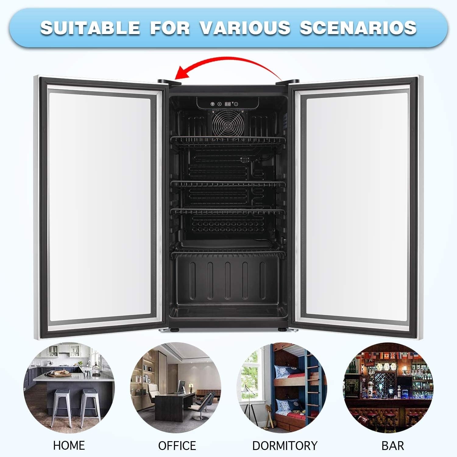 Beverage Refrigerator Cooler - 120 Can Mini Fridge Glass Door