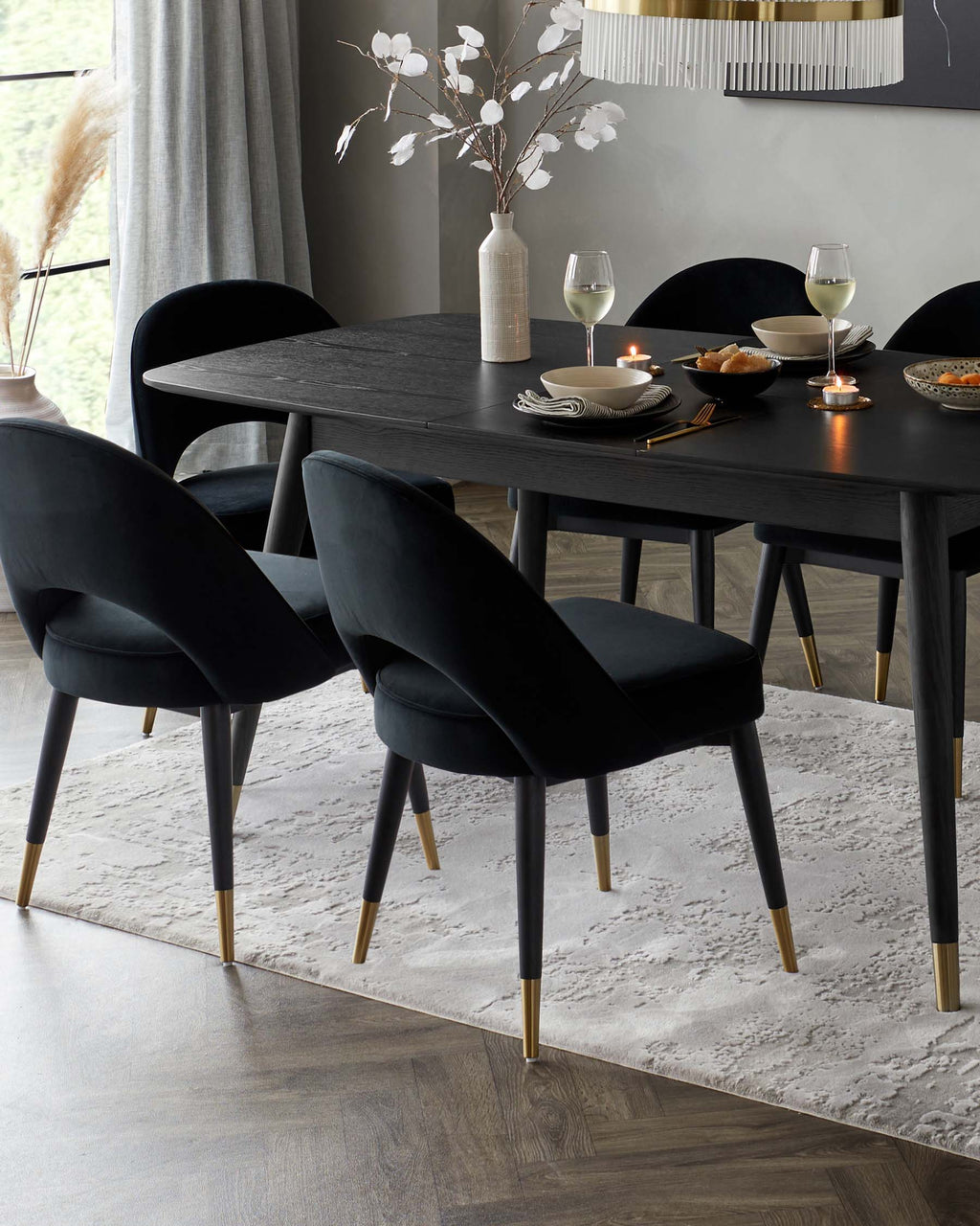 Clover Black Velvet Dining Chair