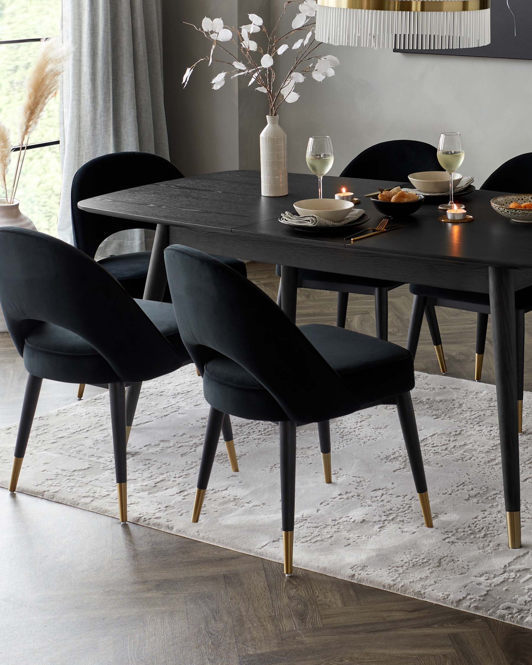 Clover Black Velvet Dining Chair