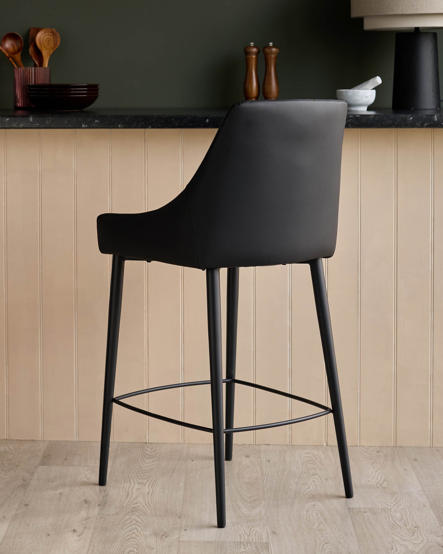 Blakely black faux leather bar stool