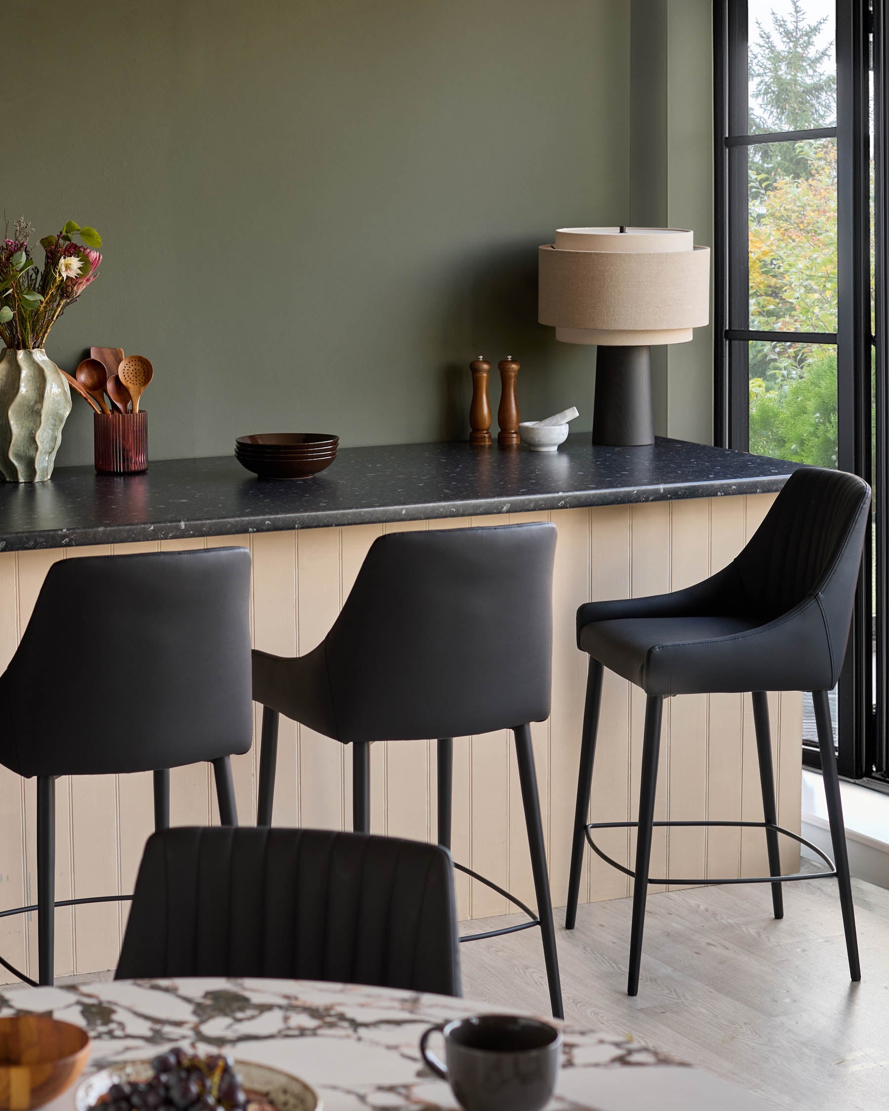 Blakely black faux leather bar stool