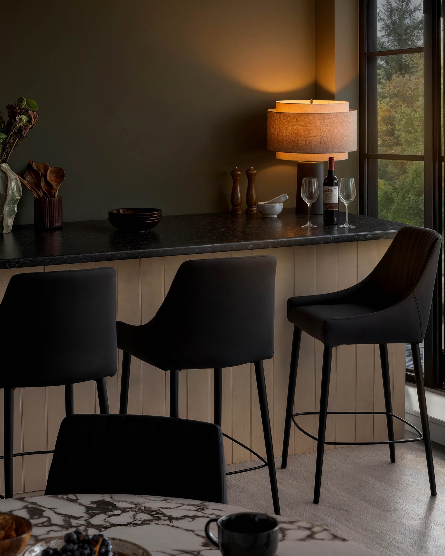 Blakely black faux leather bar stool