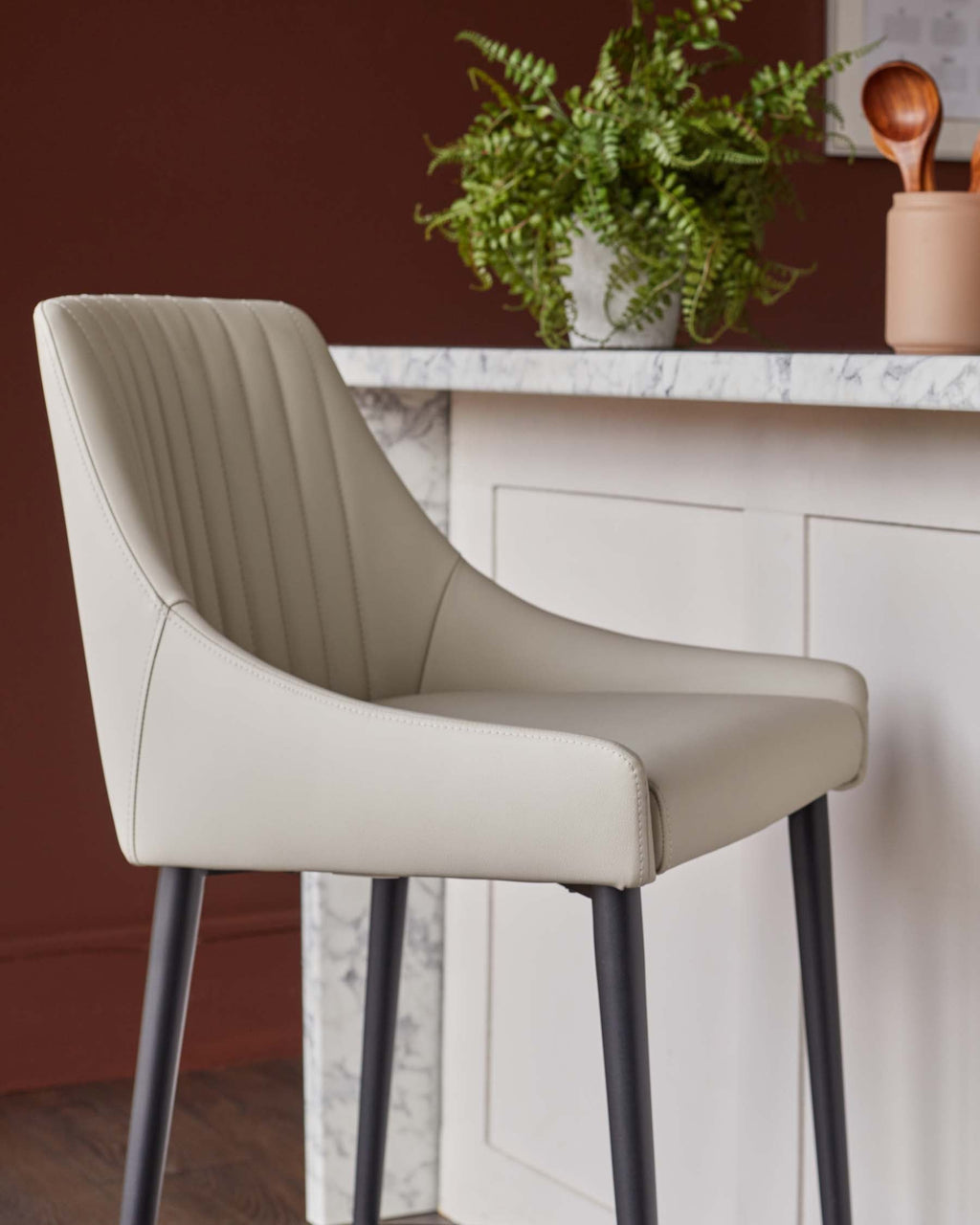 Blakely light grey faux leather bar stool