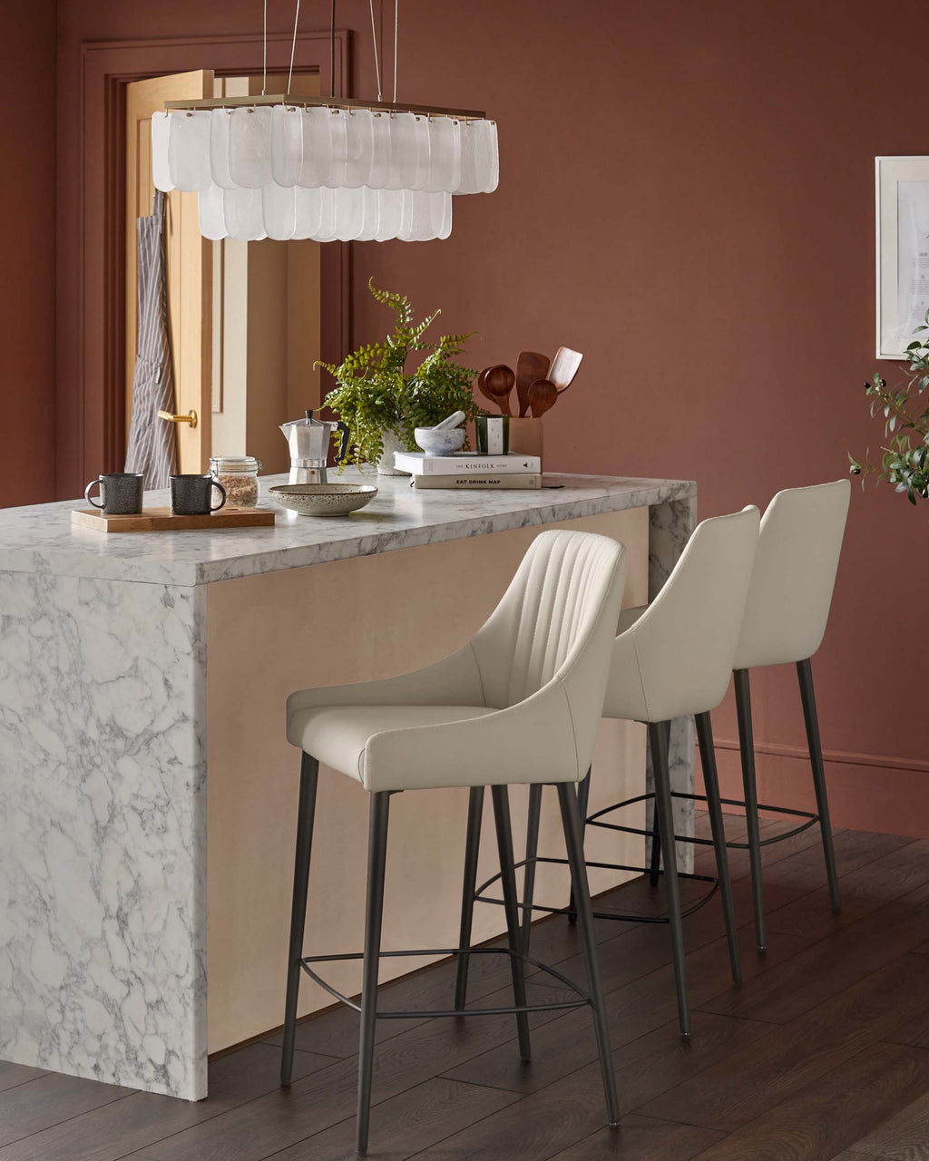 Blakely light grey faux leather bar stool