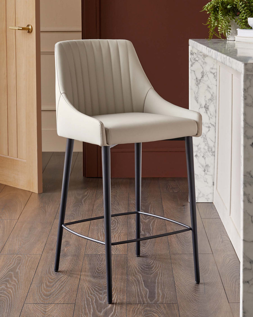 Blakely light grey faux leather bar stool