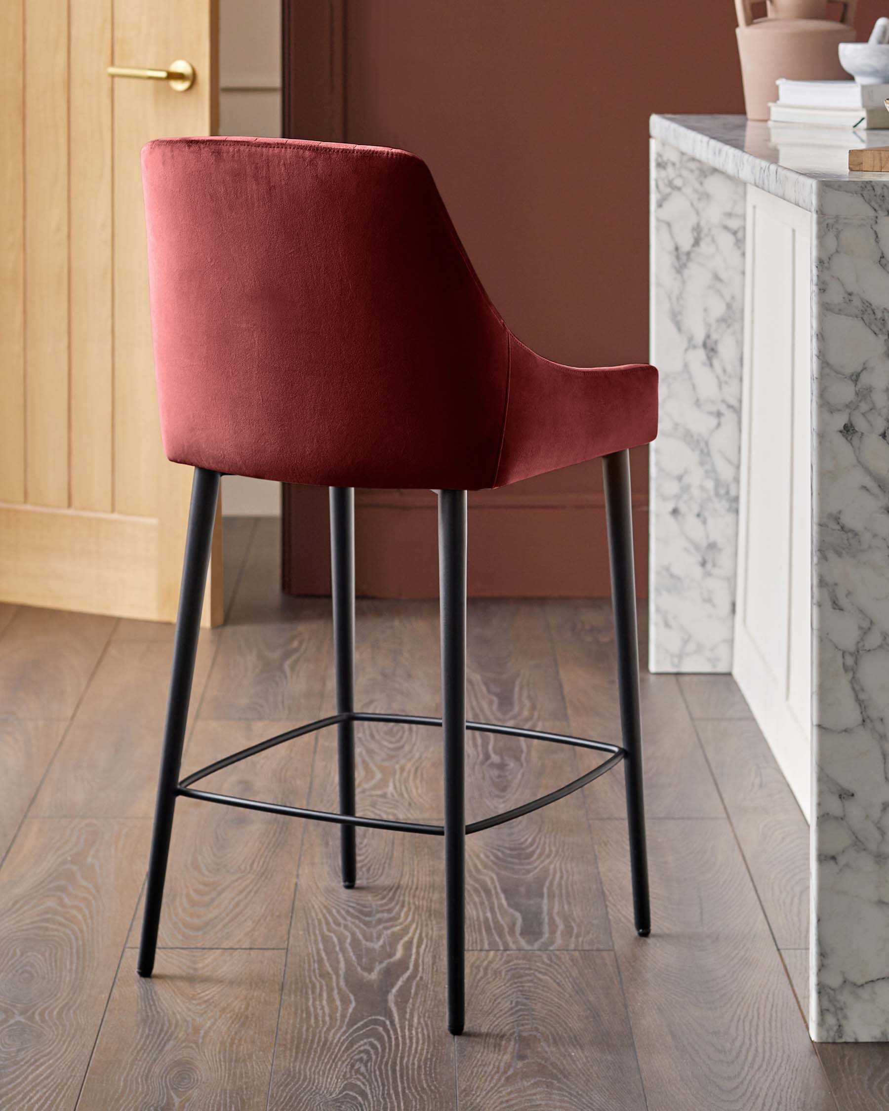 Blakely toffee red velvet bar stool