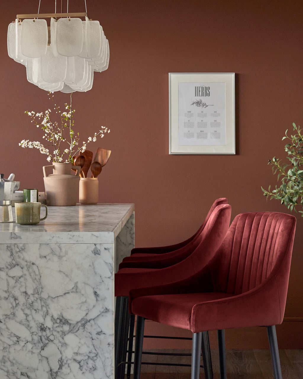 Blakely toffee red velvet bar stool