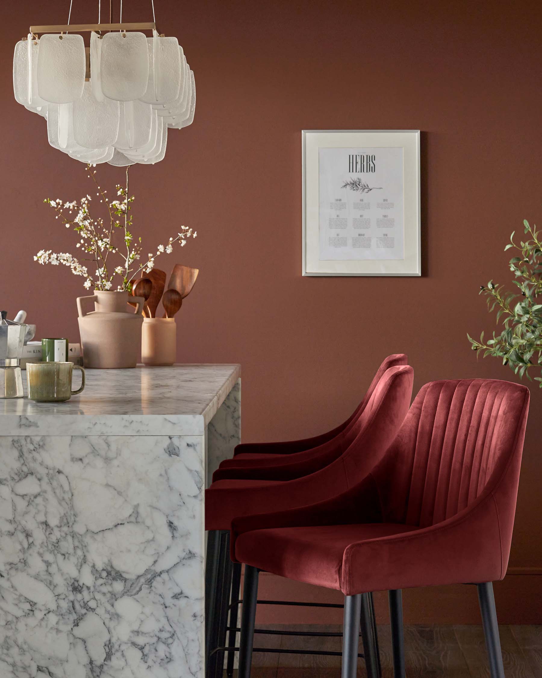 Blakely toffee red velvet bar stool