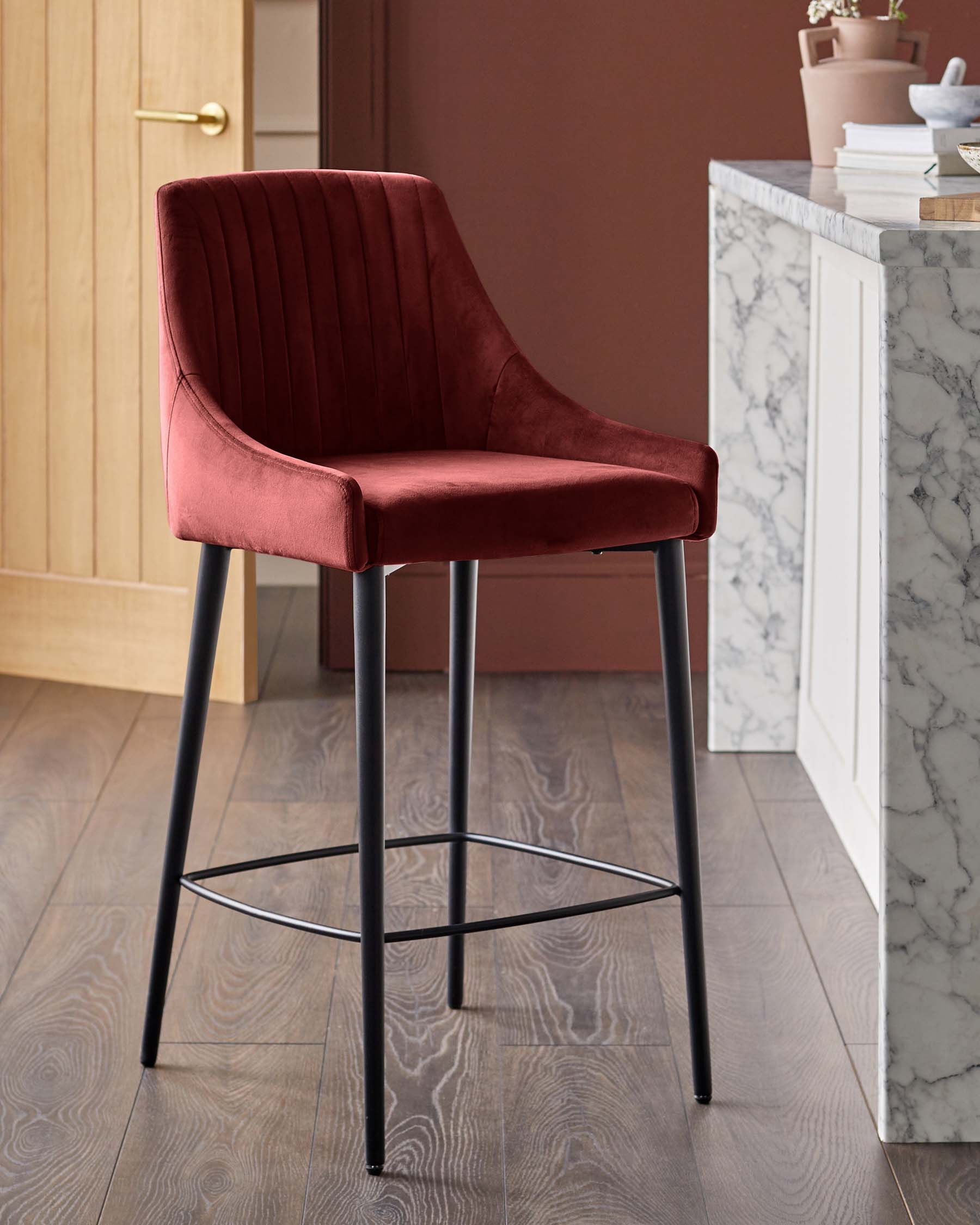 Blakely toffee red velvet bar stool