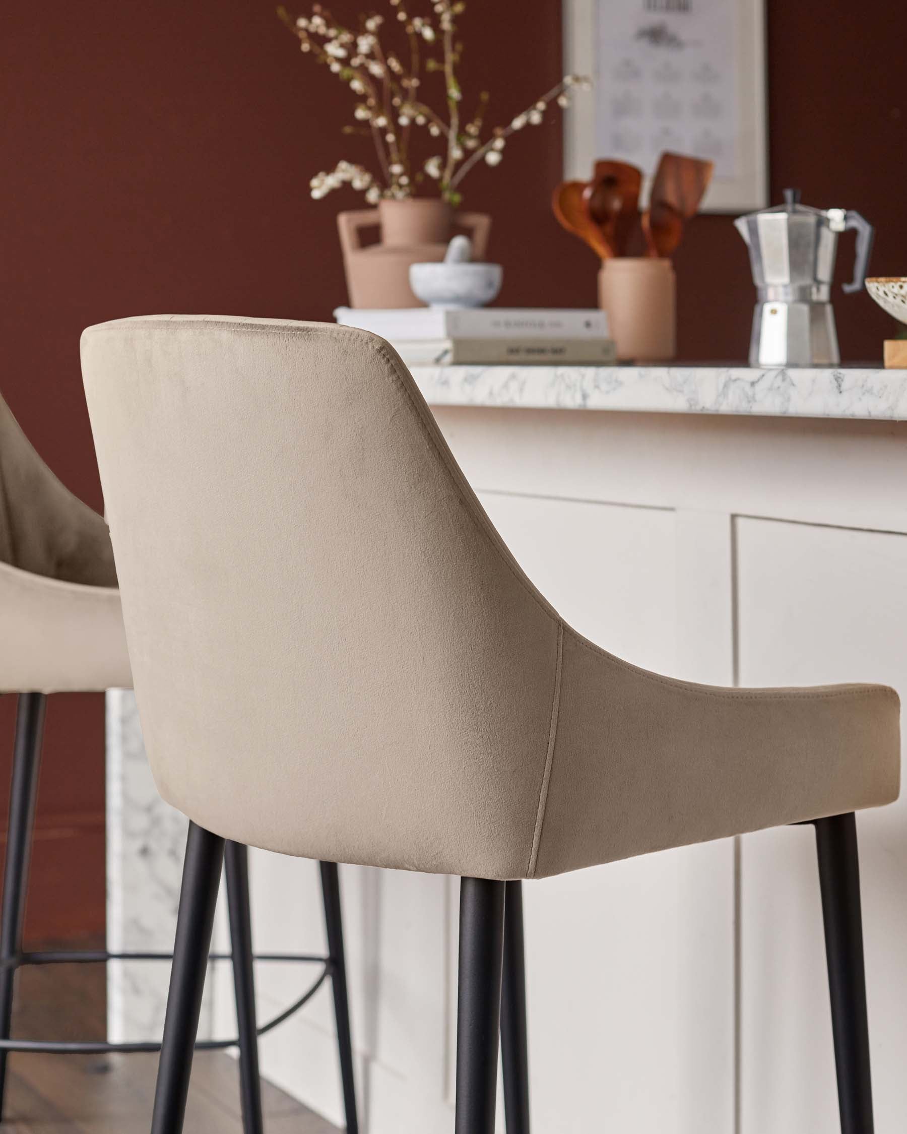 Blakely champagne velvet bar stool