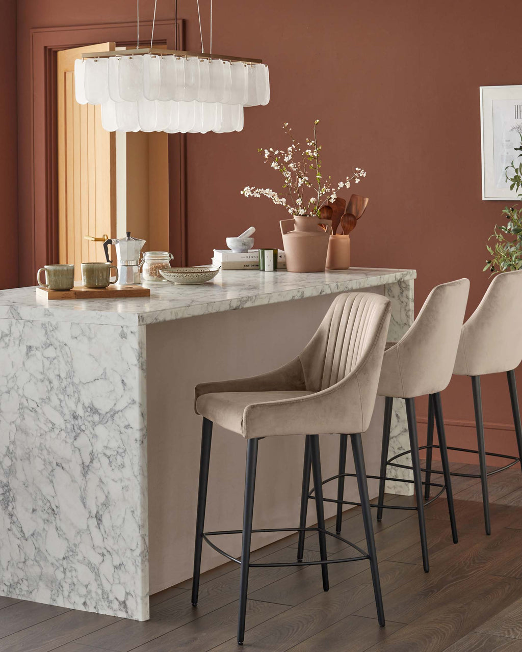 Blakely champagne velvet bar stool