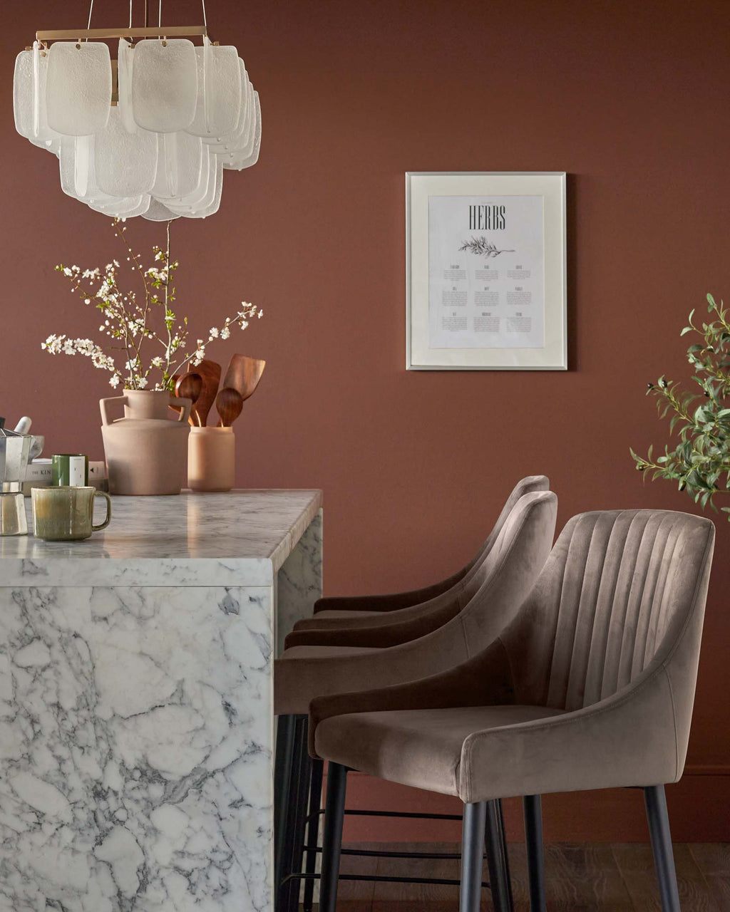 Blakely mocha velvet bar stool