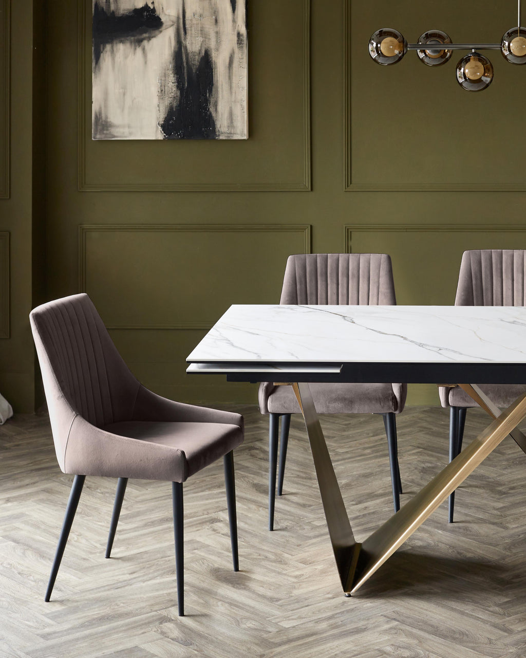 Blakely mocha velvet dining chair