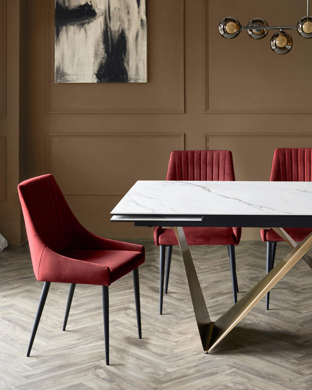 Blakely toffee red velvet dining chair