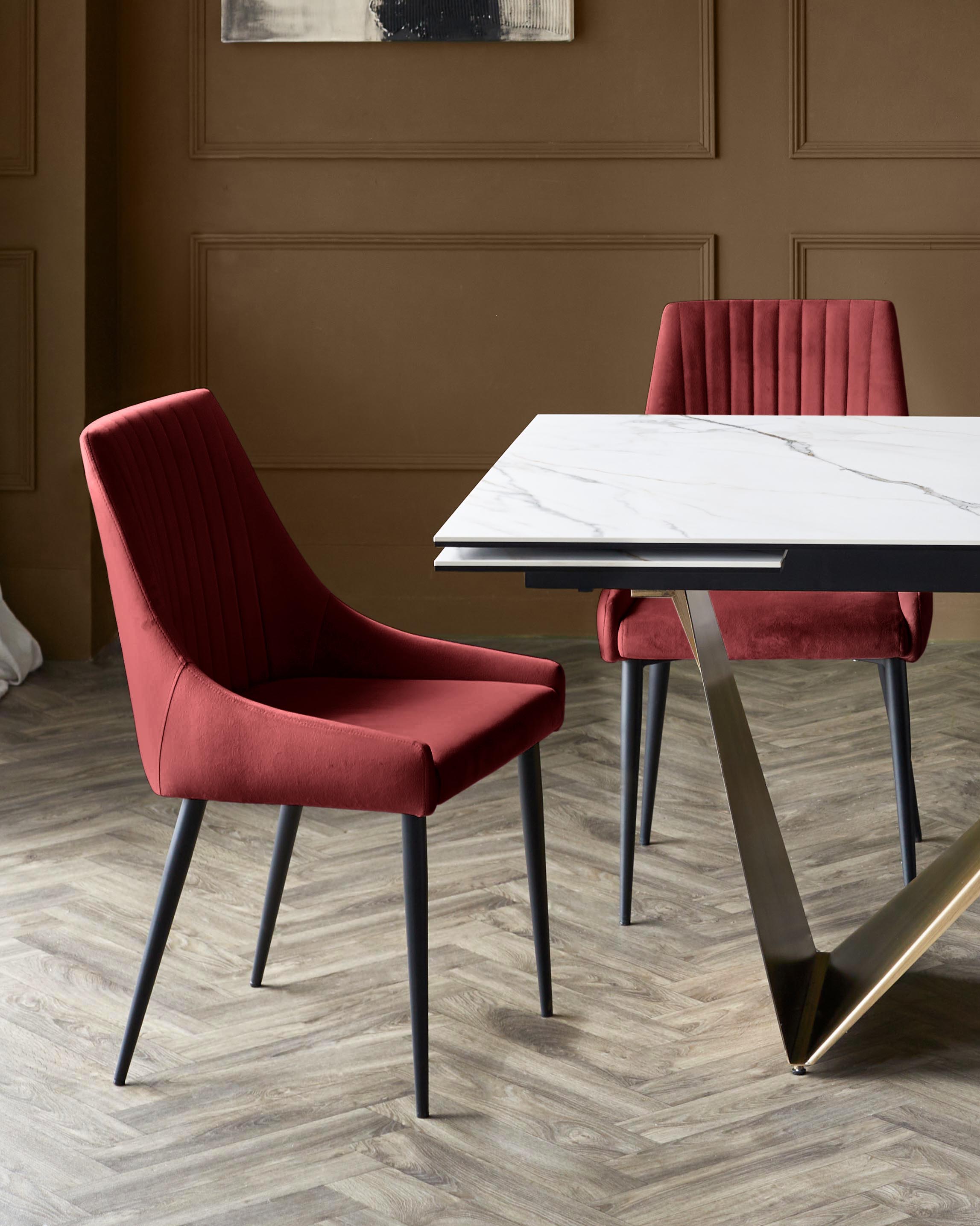 Blakely toffee red velvet dining chair