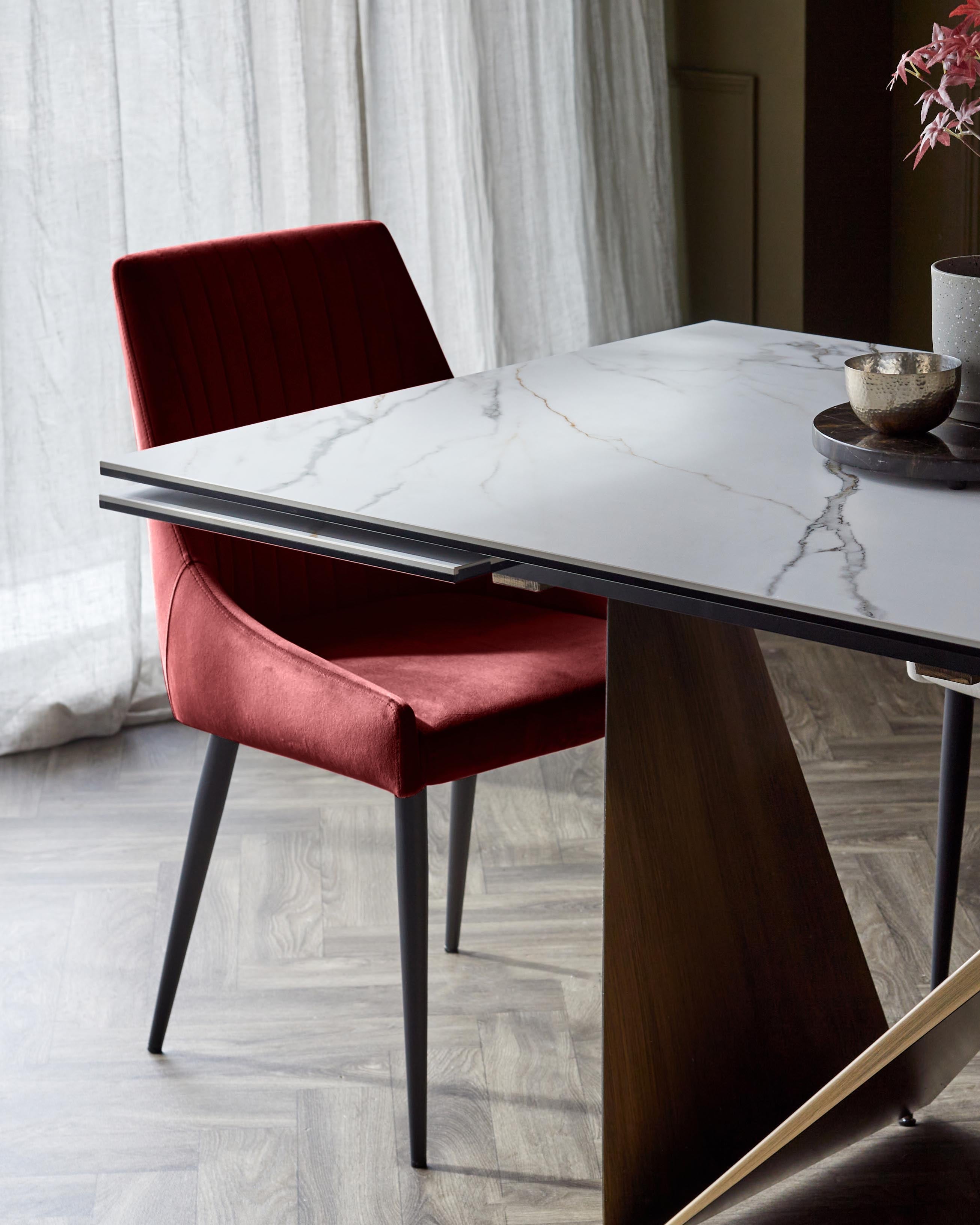 Blakely toffee red velvet dining chair