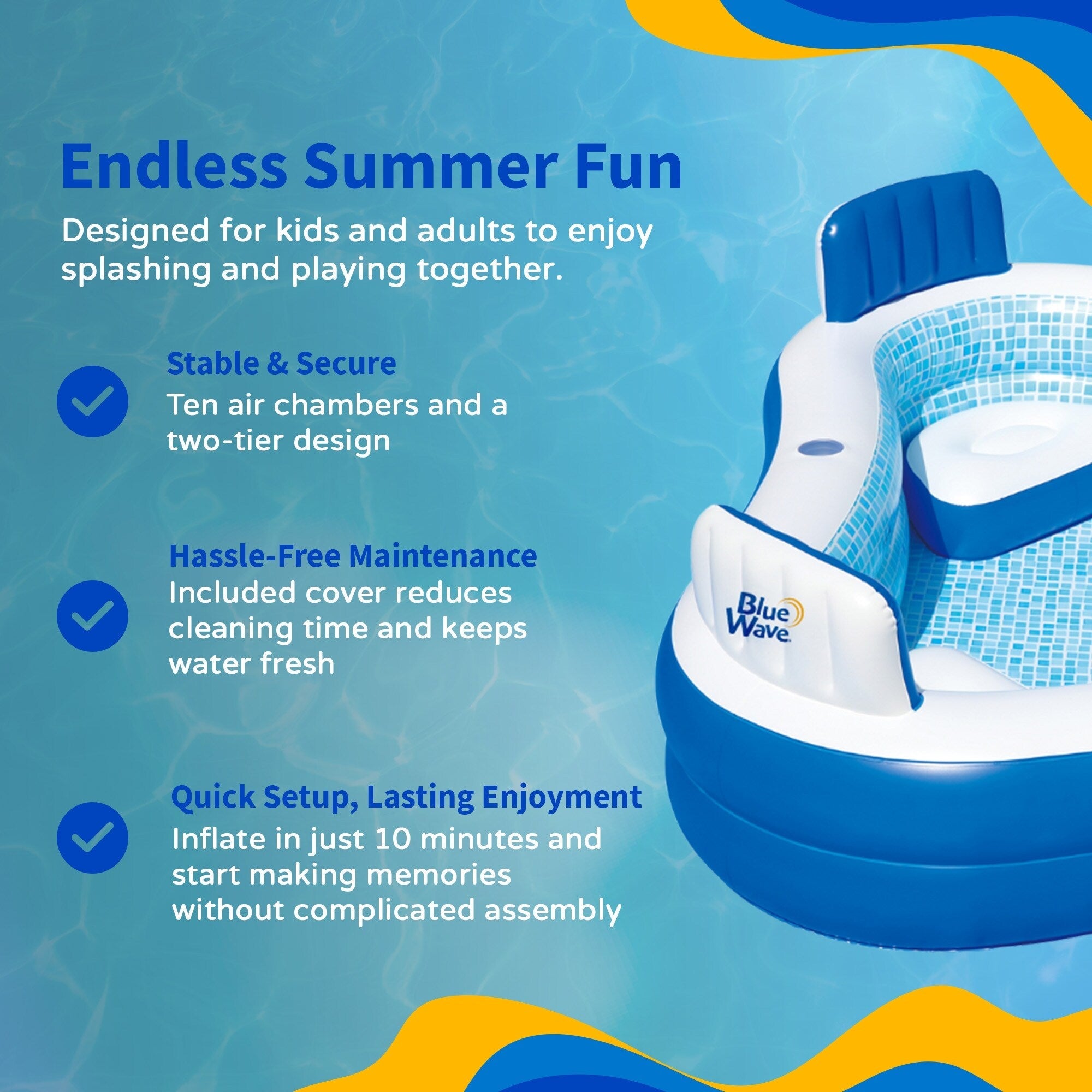 Blue Wave Premier Inflatable Pool with Cover - One-size