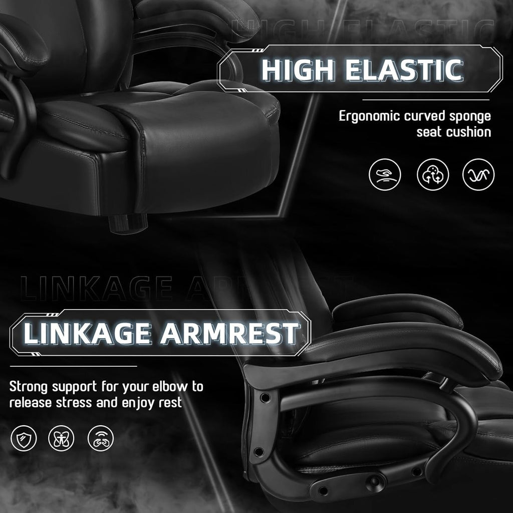 Bossin Big and Tall Executive Office Chair,500LBS Adjustable Lumbar Support Ergonomic Chair with High Back PU Leather Computer