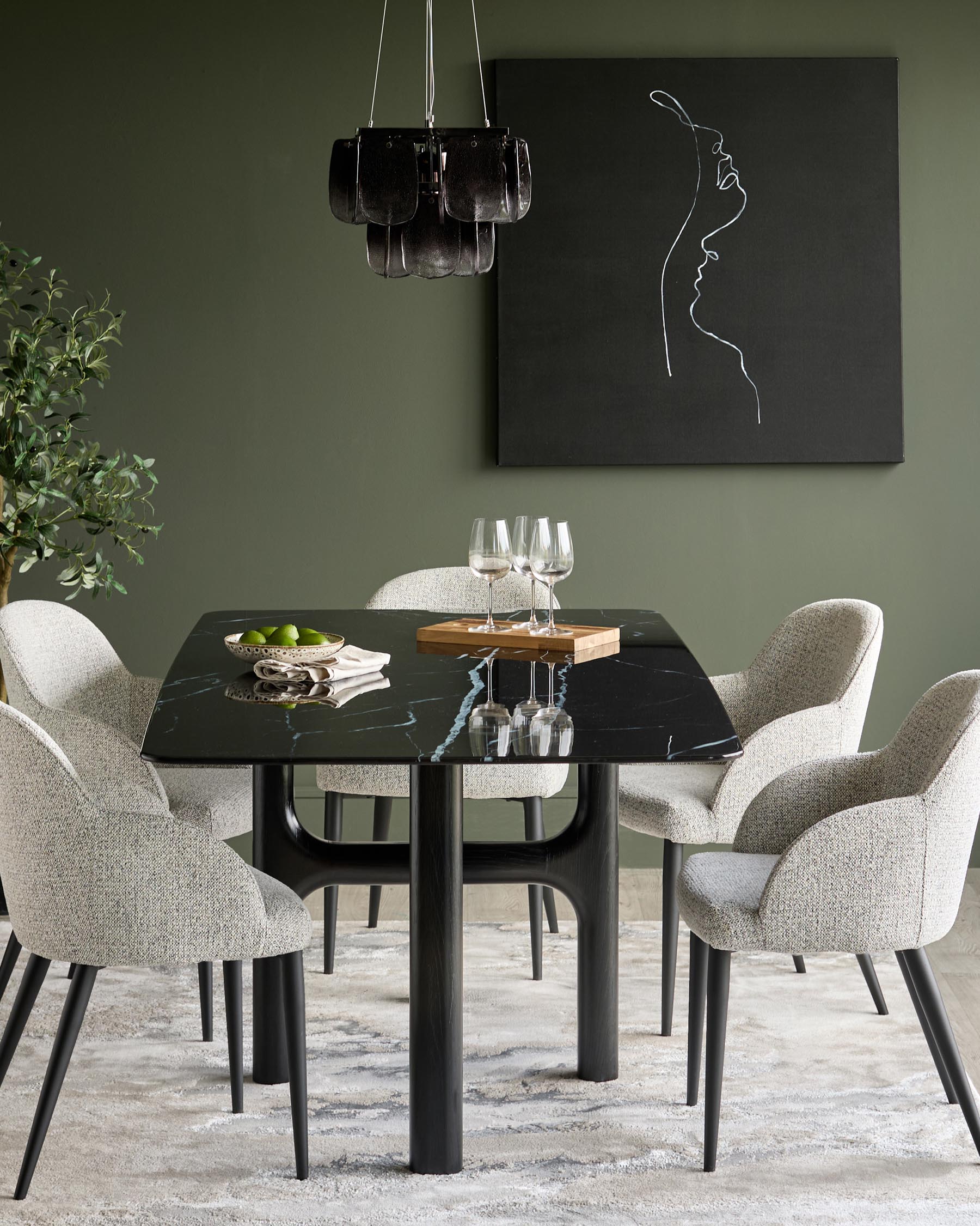 Brixton black ceramic 6 seater dining table