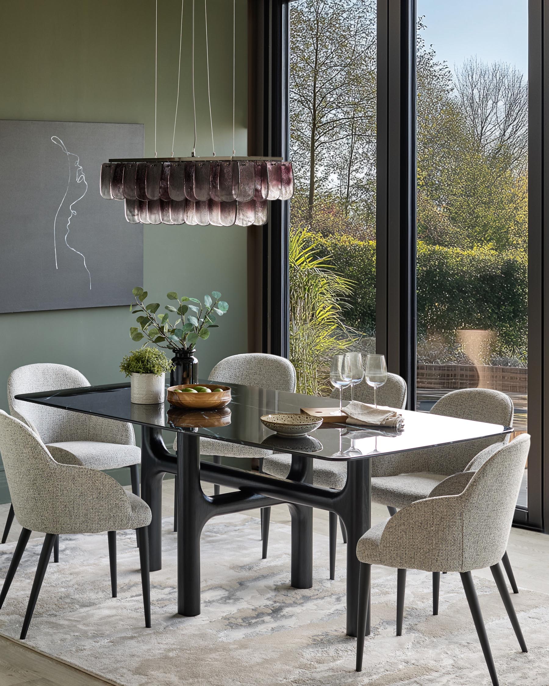 Brixton black ceramic 6 seater dining table
