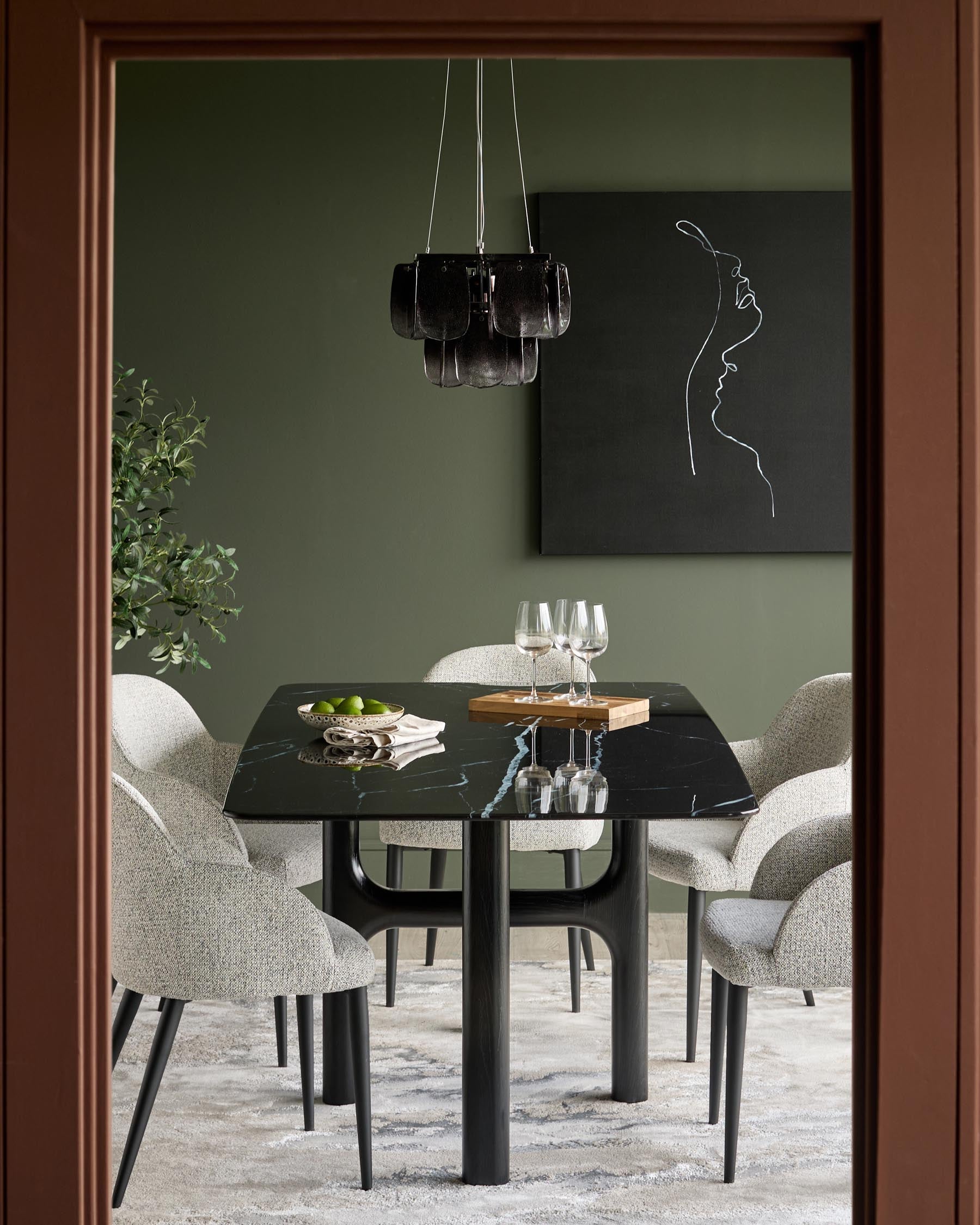 Brixton black ceramic 6 seater dining table