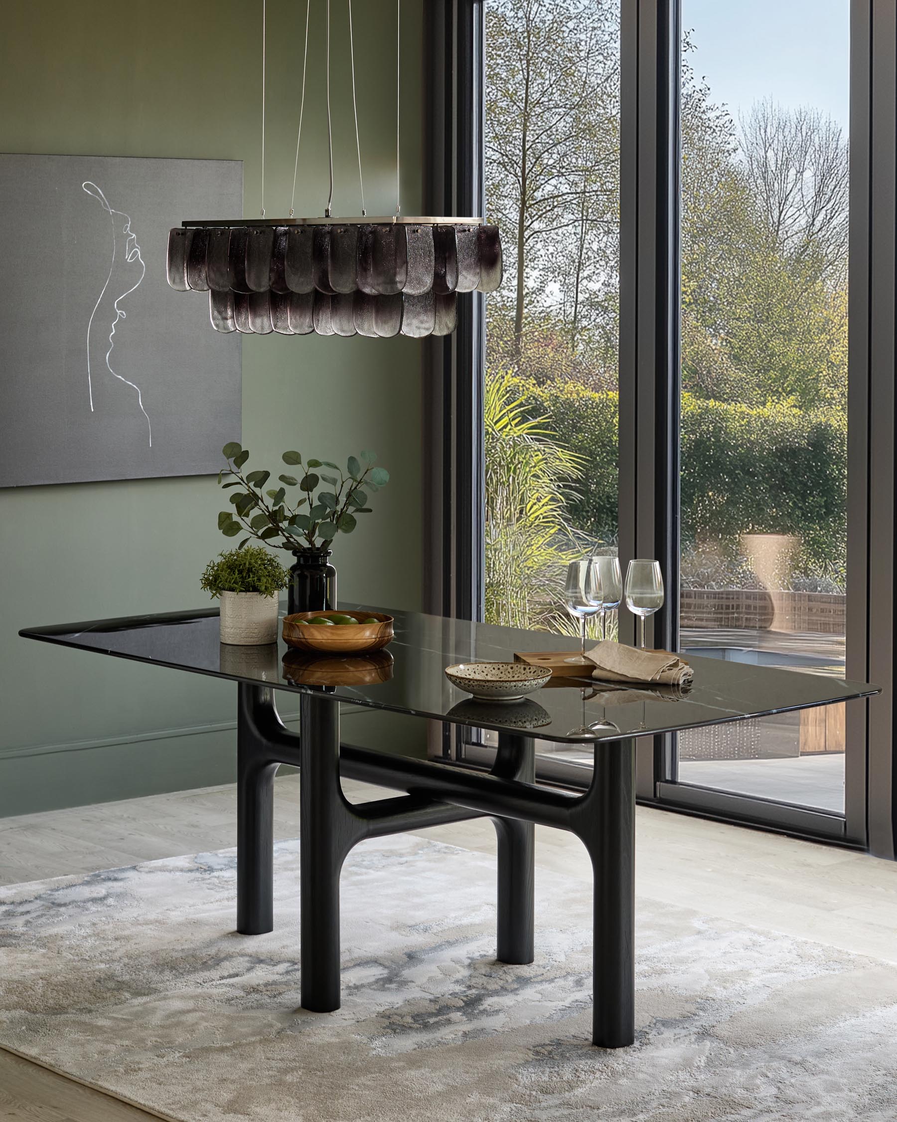Brixton black ceramic 6 seater dining table