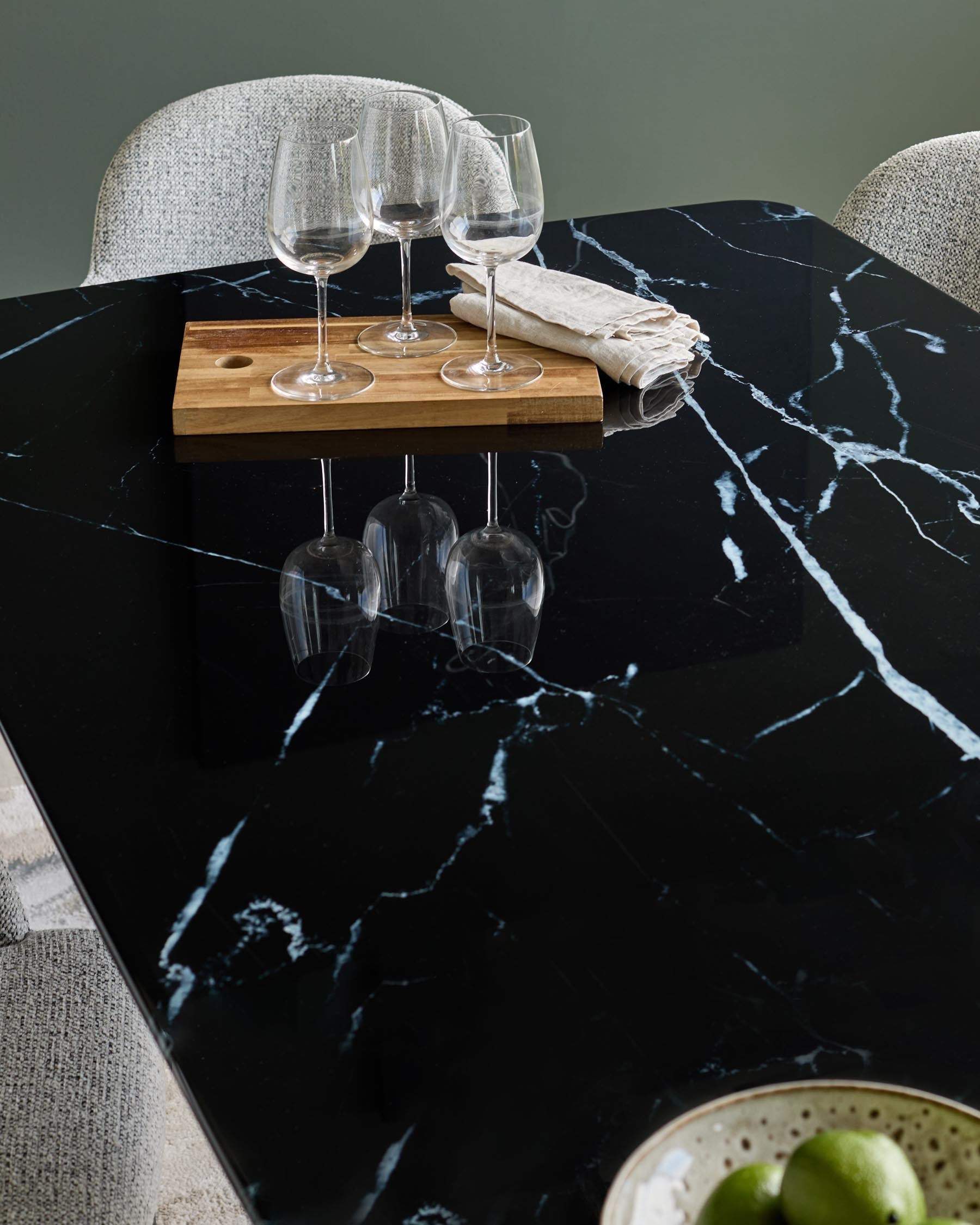 Brixton black ceramic 6 seater dining table