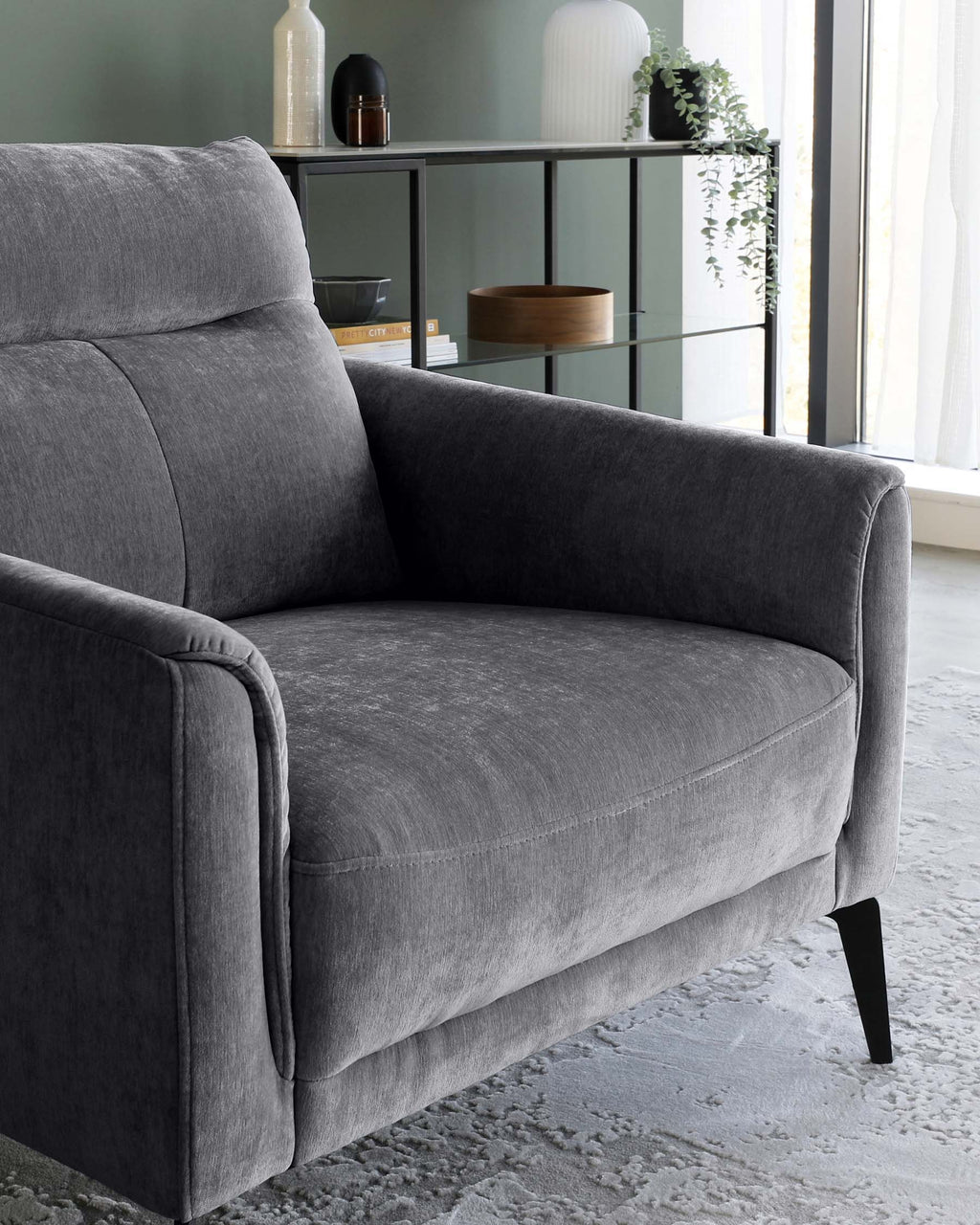 Brooks Dark Grey Fabric Armchair