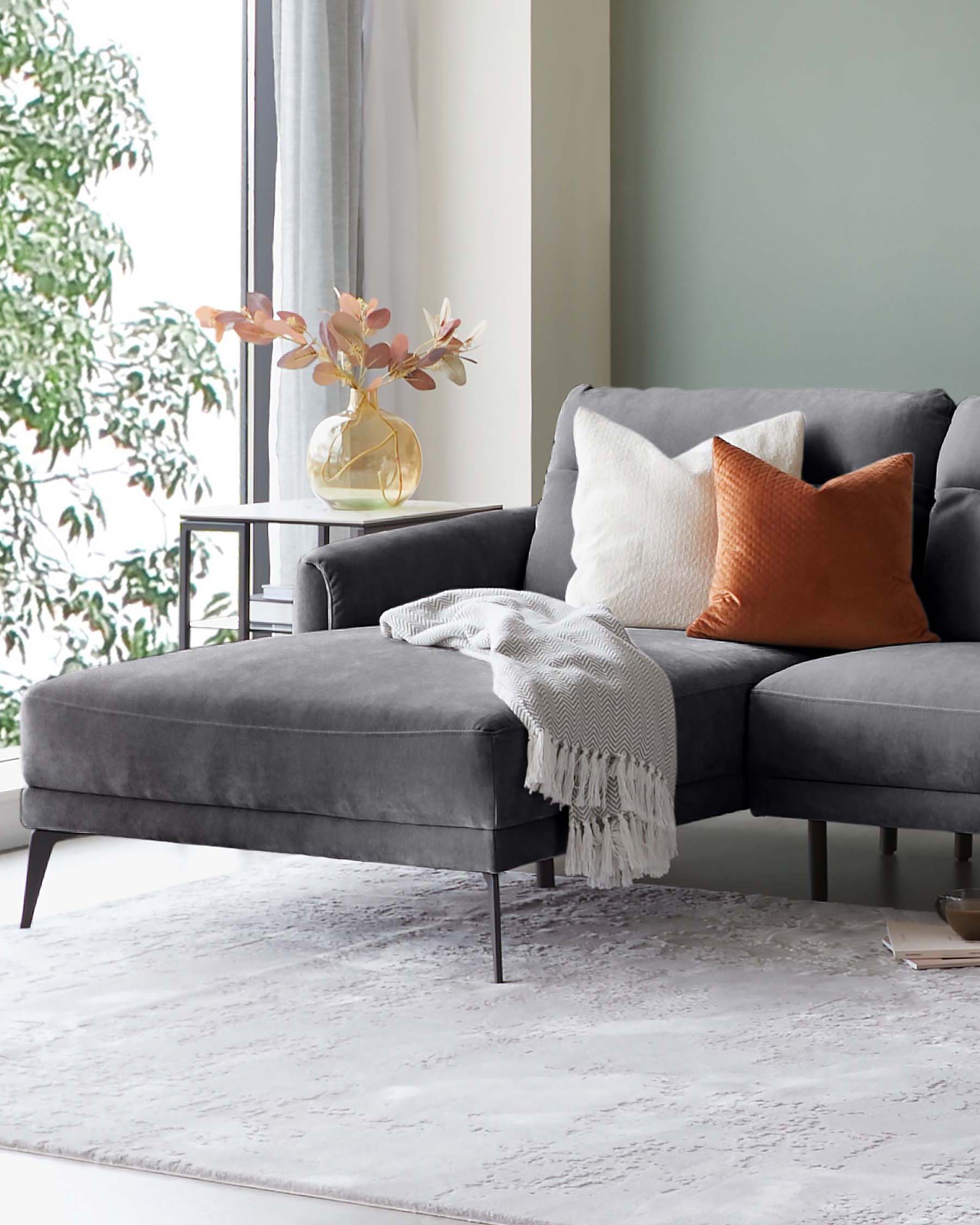 Brooks Dark Grey Fabric Left Hand Corner Chaise Sofa