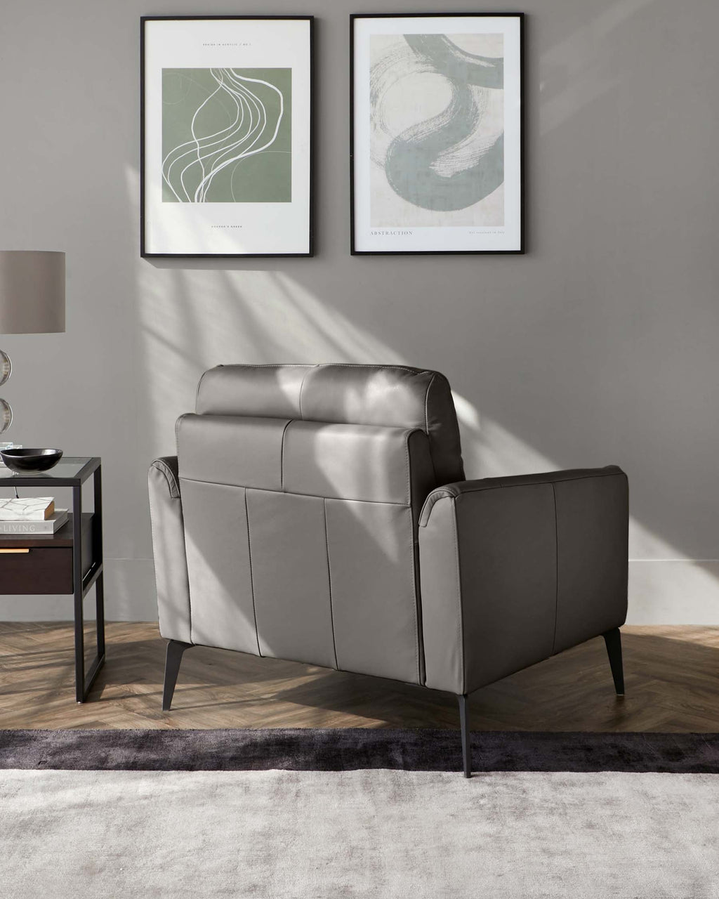 Brooks Dark Grey Leather Armchair