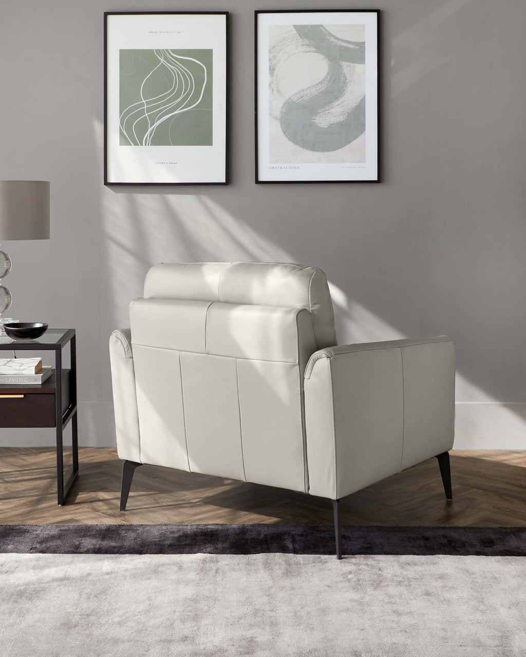 Brooks Light Grey Leather Armchair