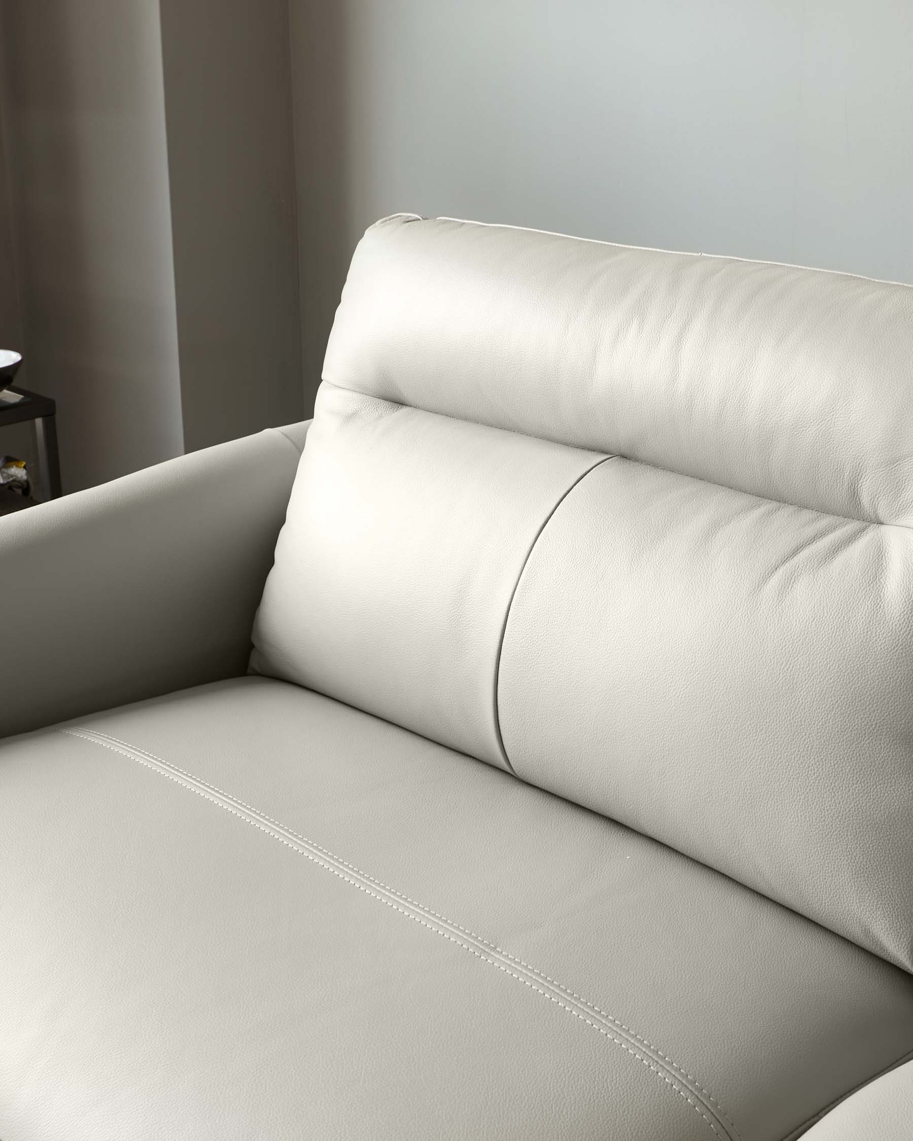 Brooks Light Grey Leather 3 Seater Sofa