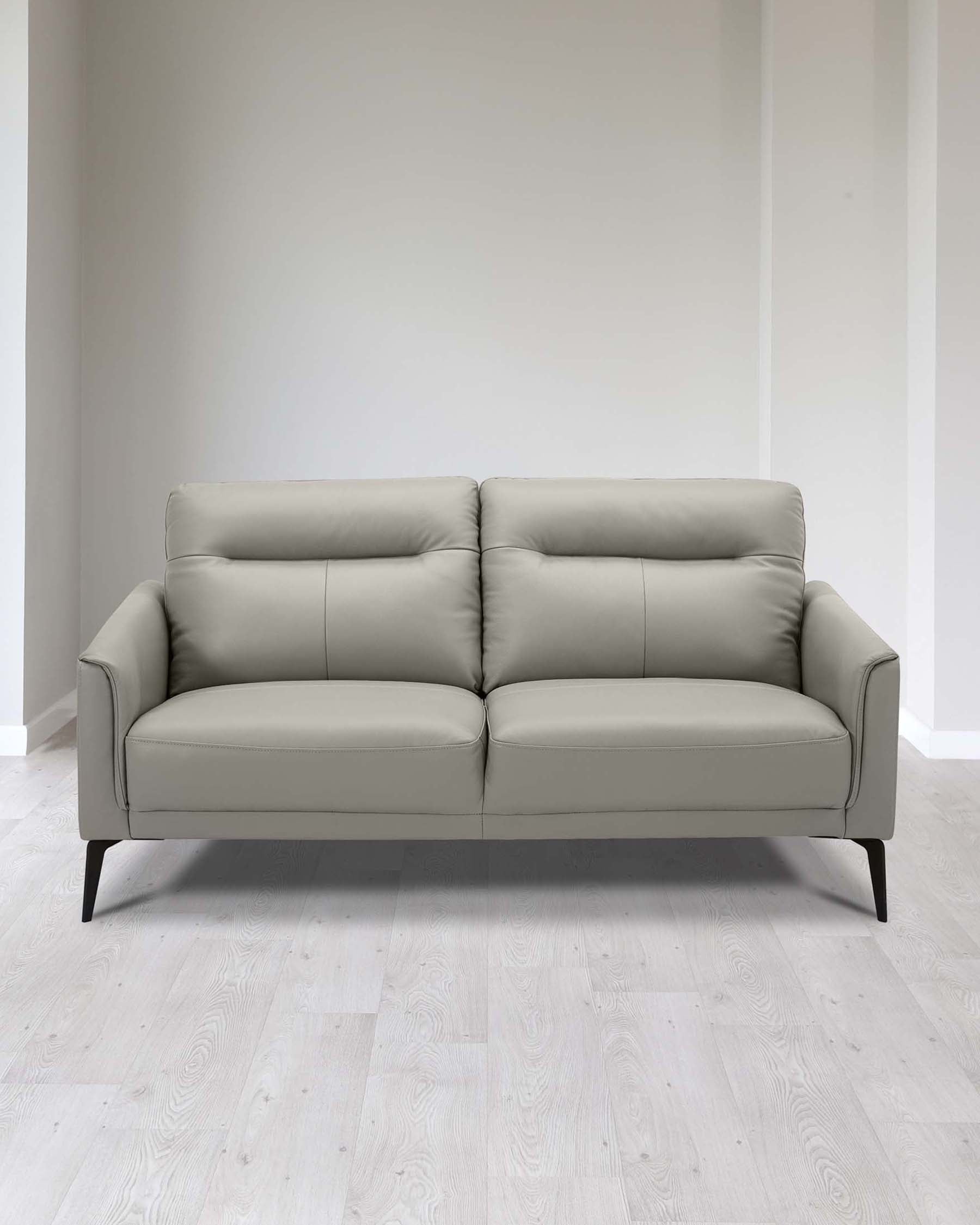 Brooks Light Grey Leather 2 Seater Sofa