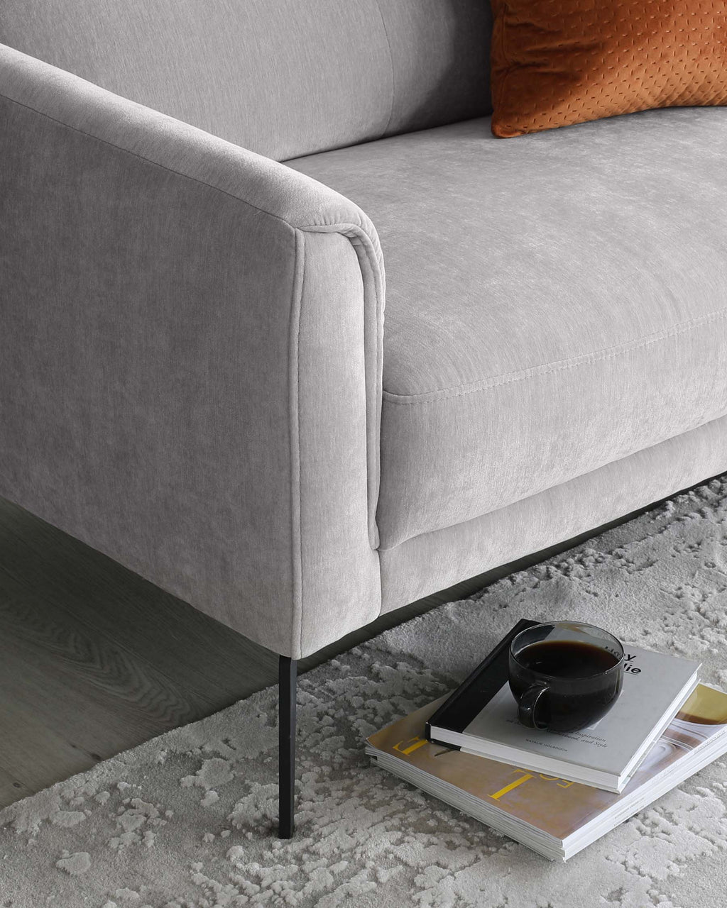 Brooks Light Grey Fabric Pleat 3 Seater Sofa