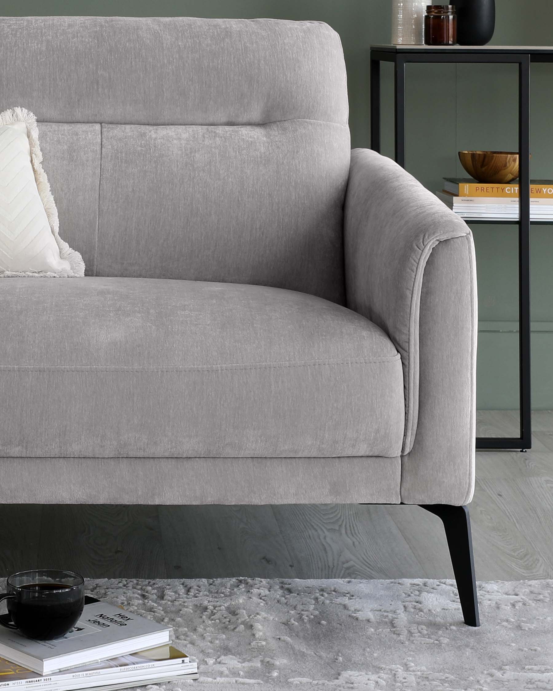 Brooks Light Grey Fabric Pleat 3 Seater Sofa